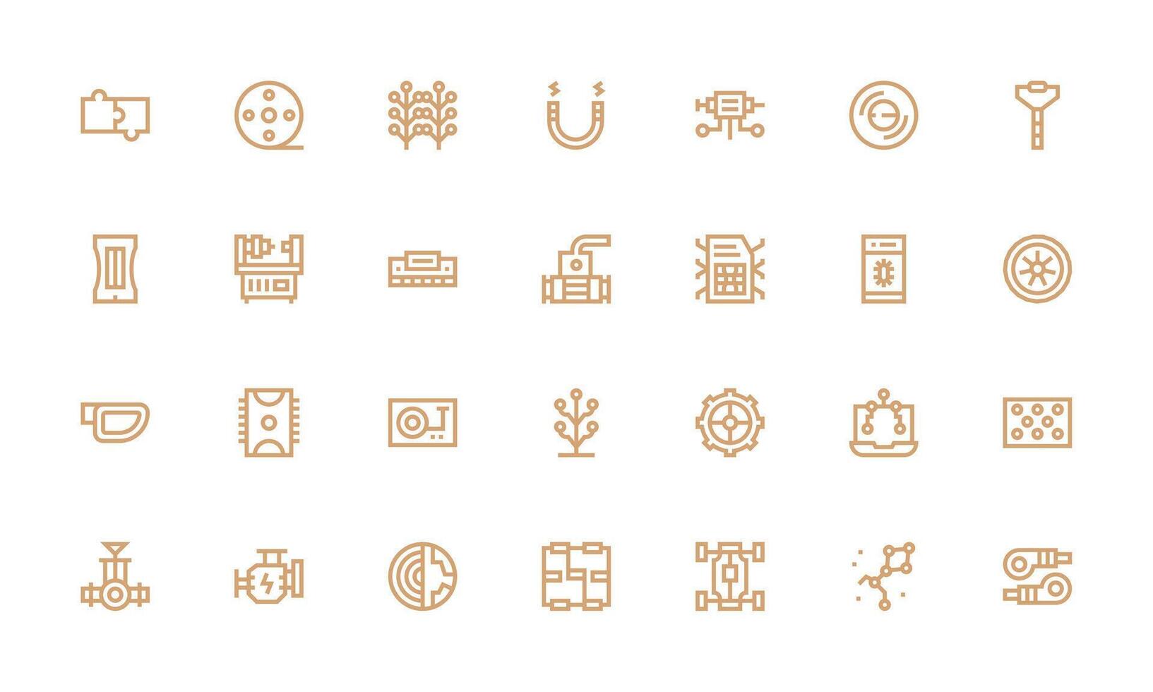 Component Icon Set with 28 Bold Line Graphics Layout Icon Collection vector