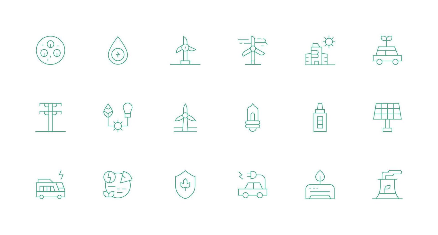 18 Minimal Line Vectors for Renewable Energy Theme Fully Editable Icon Set for Web