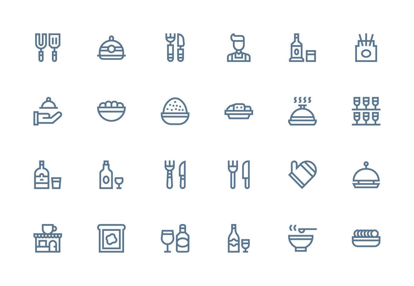 24 Icons for Serving in Thick Line Line Format Responsive Icon Set for Flexible Layouts vector