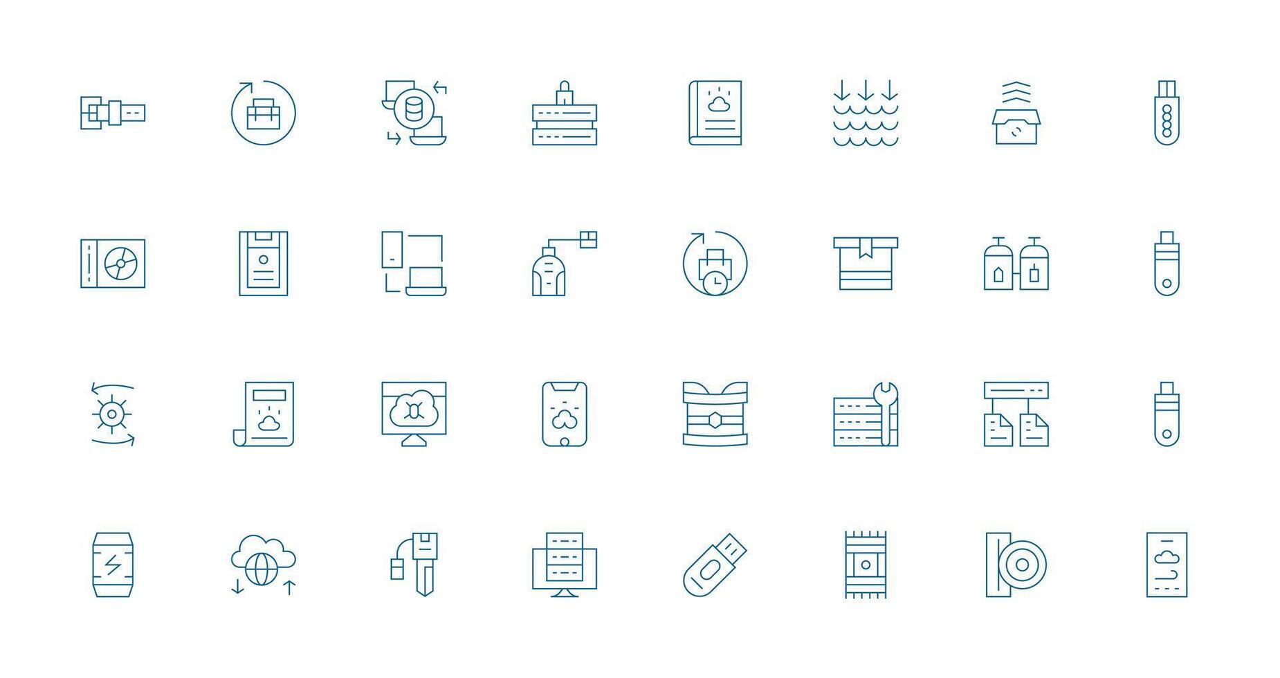 Thin Line Style Backup Icons with 32 Vectors Detailed Icon Collection for Design Systems