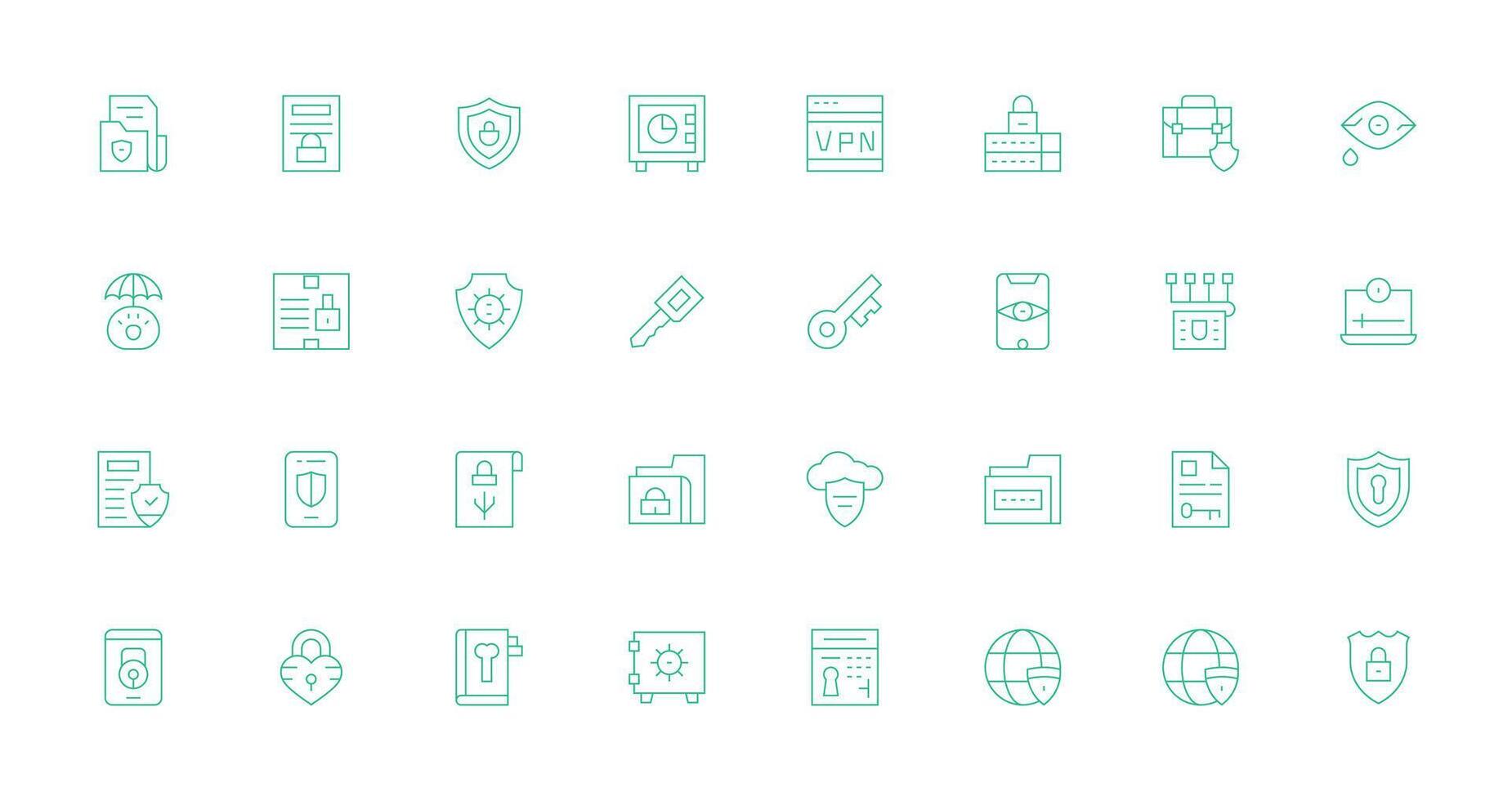 Encryption Icon Collection with 32 Thin Line Designs UI-Ready Icon Collection vector