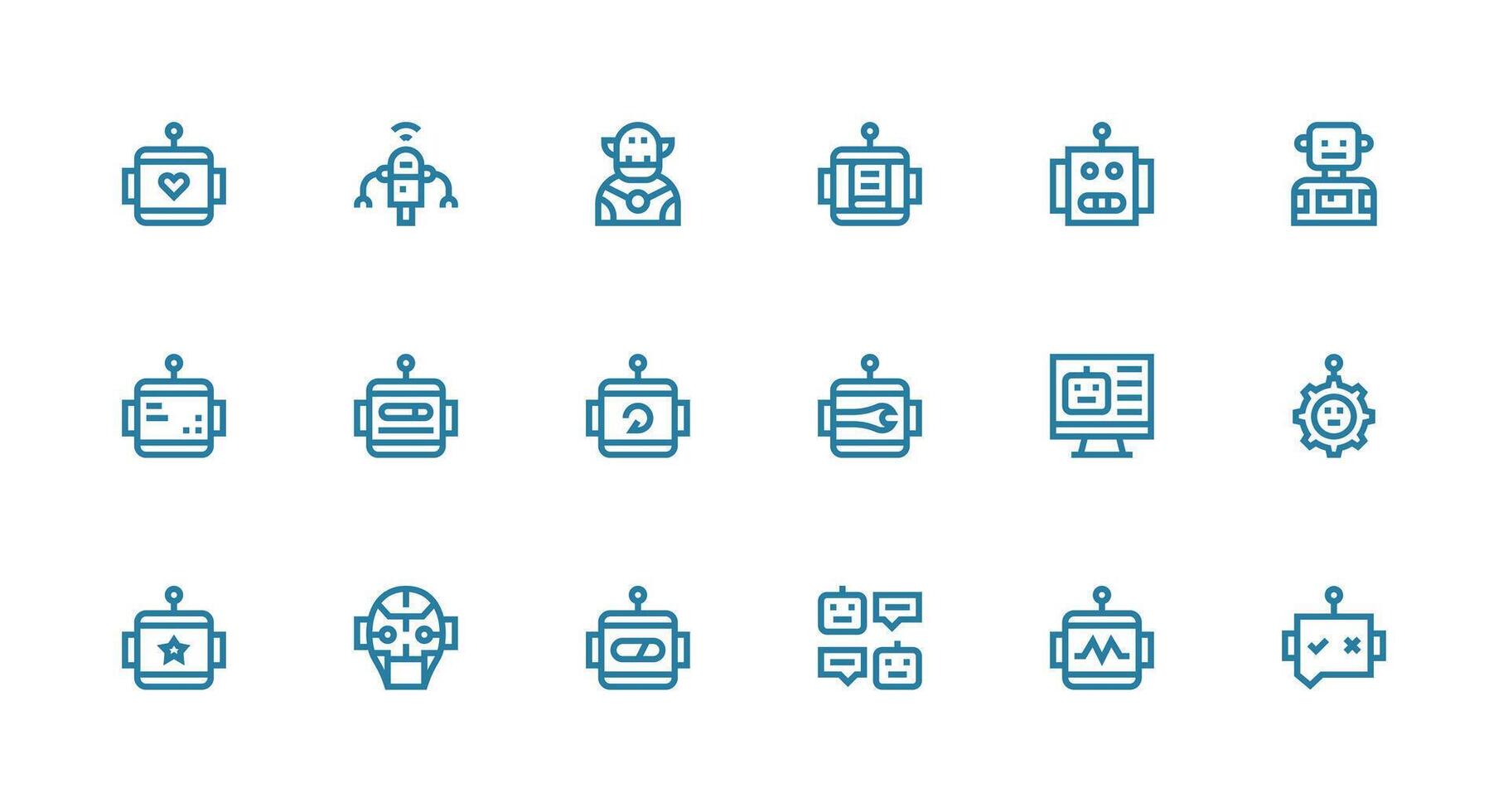 Strong Stroke Line Icons from Robot Set with 18 Vectors UI Icon Set