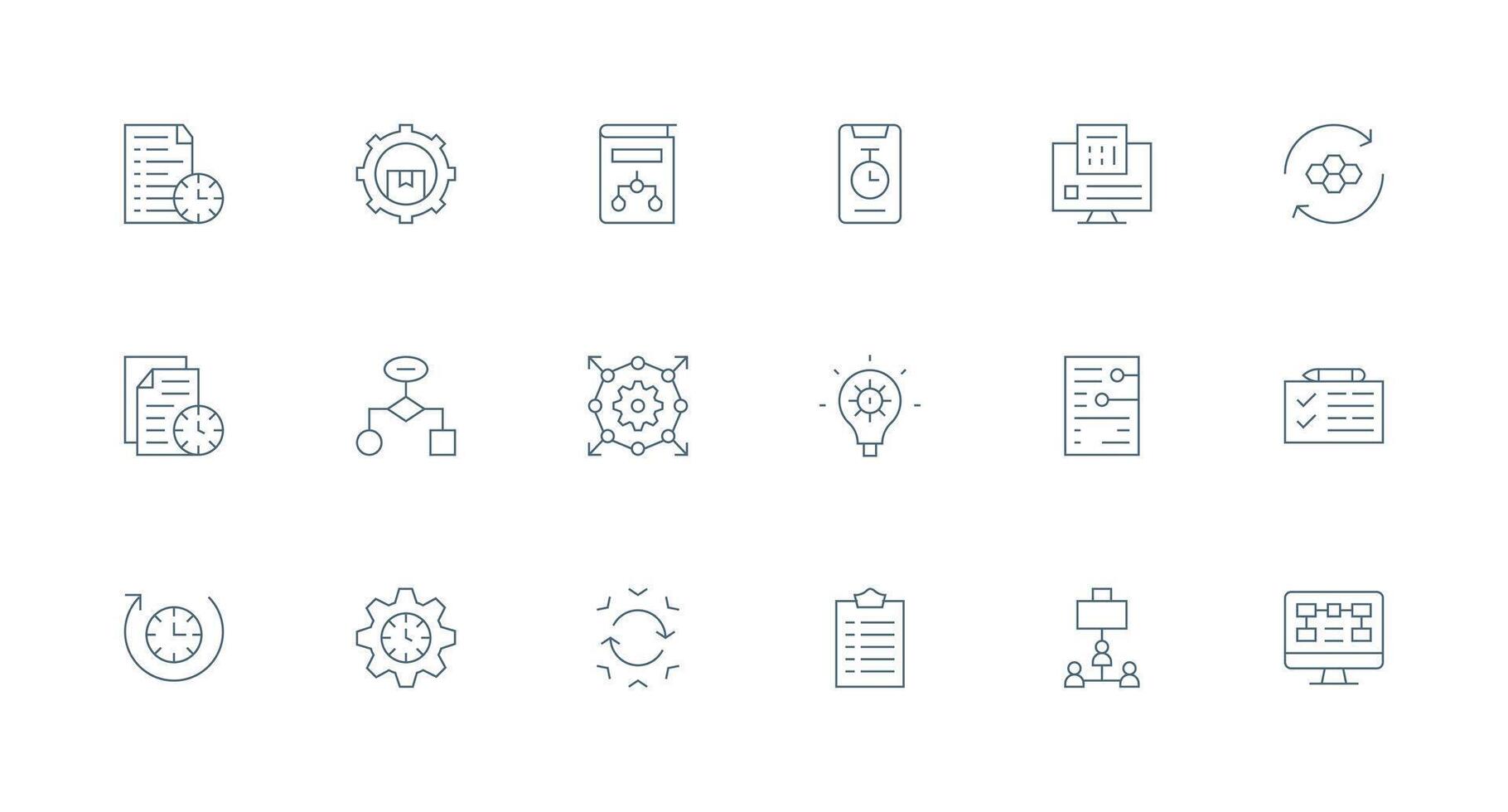 Workflow Icon Collection with 18 Minimal Line Designs Layout Icon Collection vector