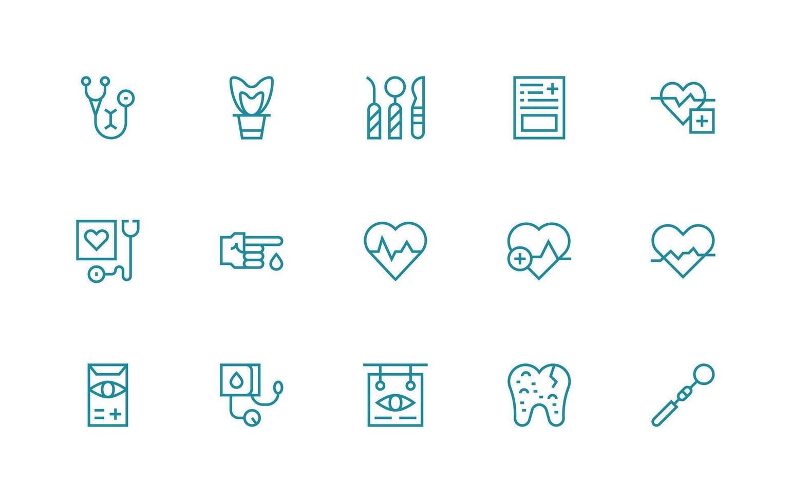 15 Regular Line Vectors for Checkup Theme All-Purpose Icon Design Pack