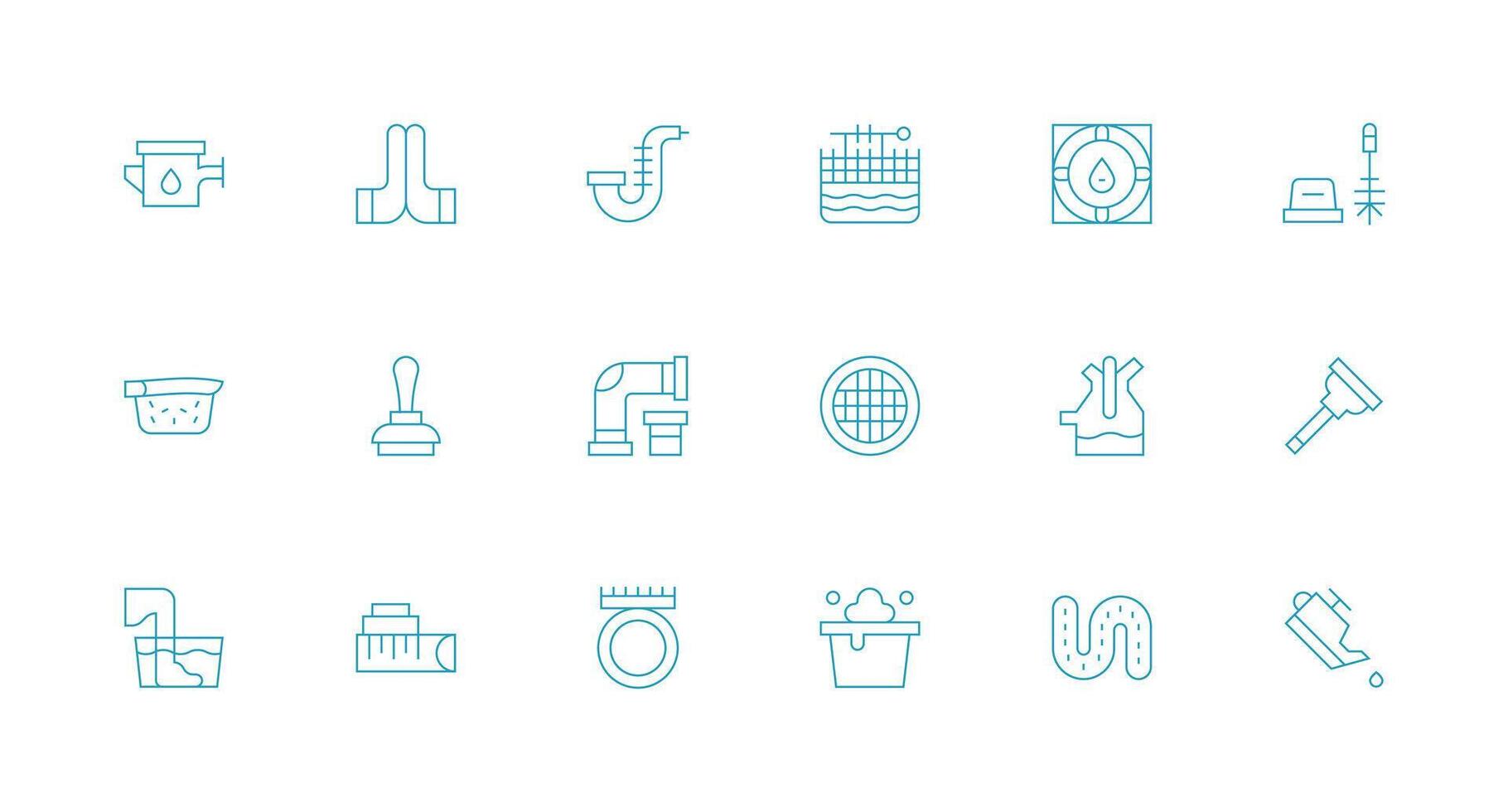 Minimal Line Icons from Drain Set with 18 Vectors Icon Collection Set