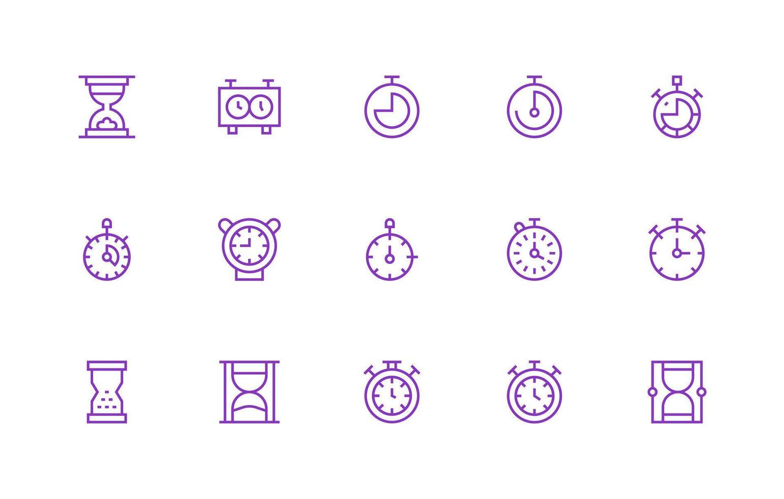 Elapsed Time Design Icons featuring 15 in Regular Line Style Balanced Icon Set for Functional Design vector