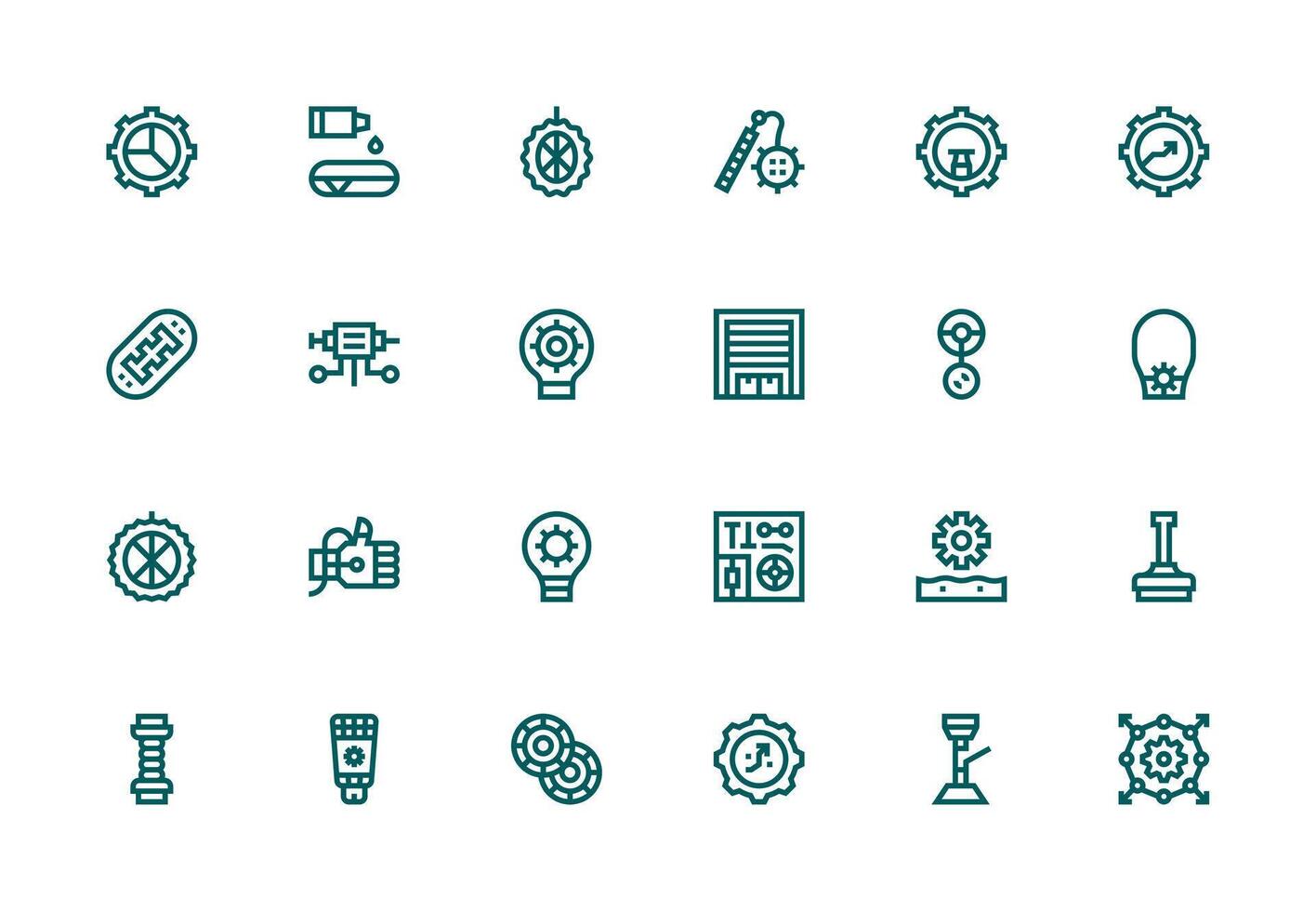 Mechanism Set with 24 Thick Line Line Icons Full Icon Library for UI Designers vector