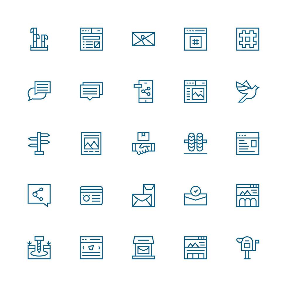 25 Medium Stroke Outline Style Icons from Post Collection Well-Structured Icons for Creative Use vector