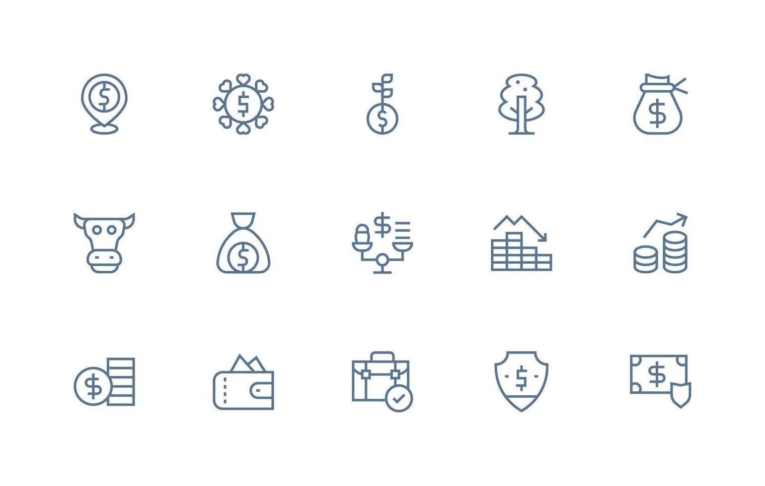15 Regular Line Style Icons from Assets Collection Icon Set vector