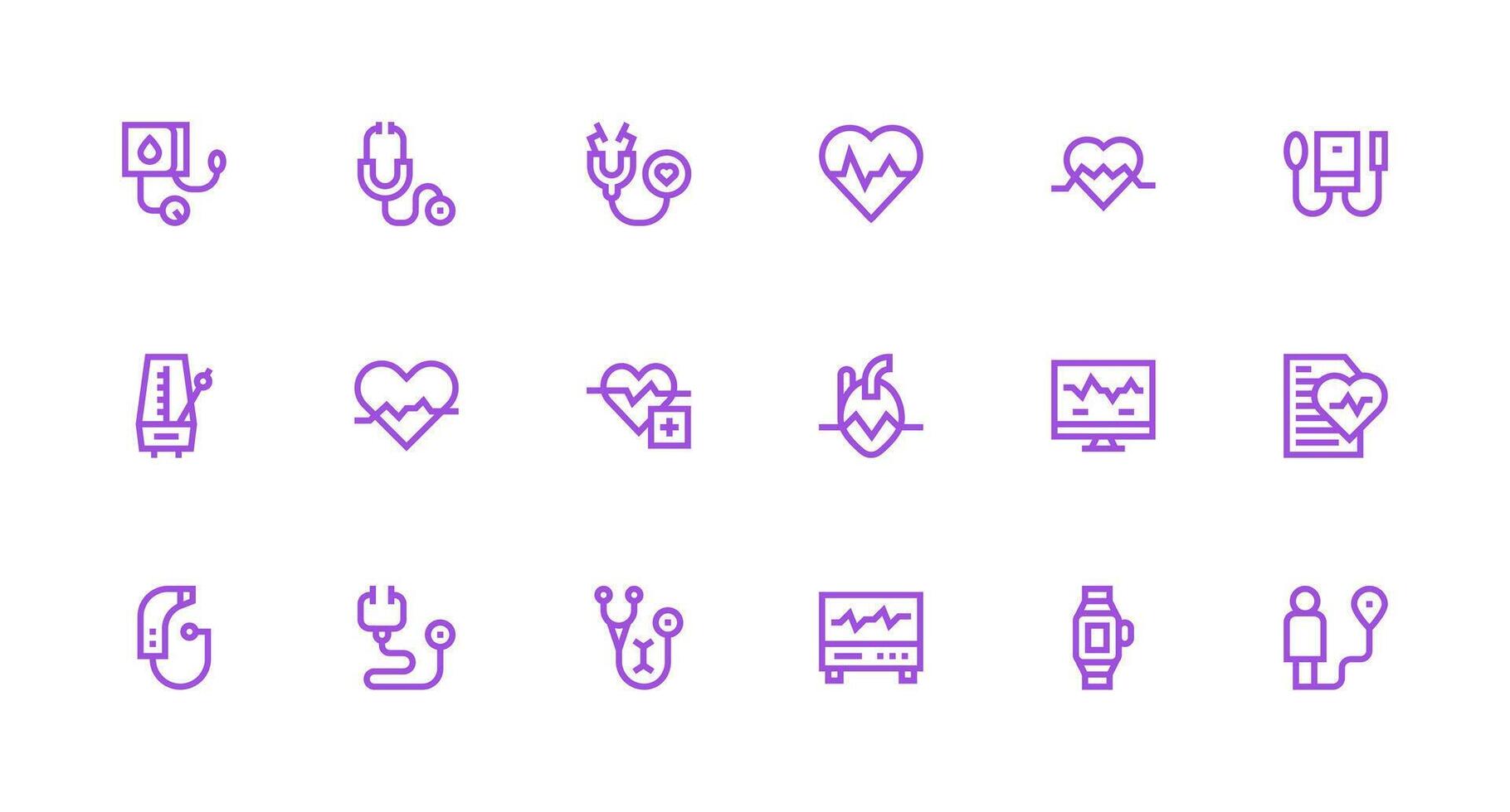 Pulse Icon Set with 18 Strong Stroke Line Graphics Multi-Style Icons for Creative Projects vector