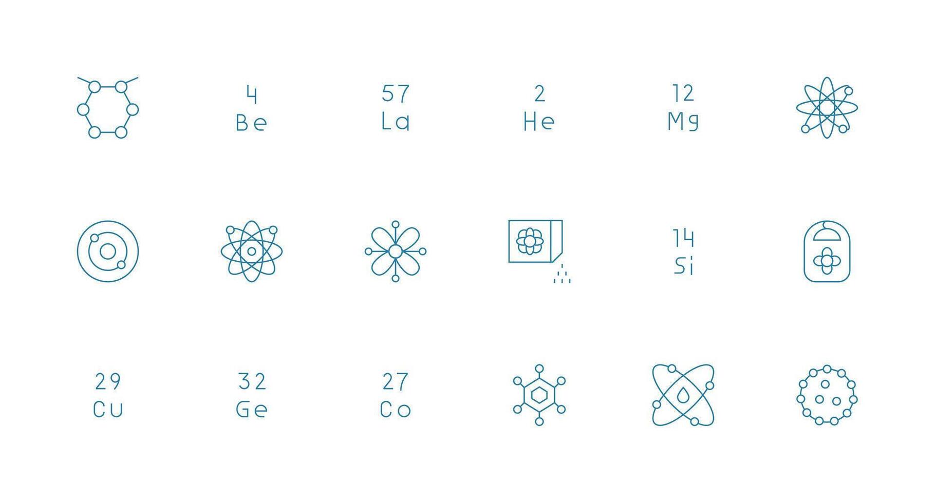 Minimal Line Style Atom Icons with 18 Vectors Functional Icon Series