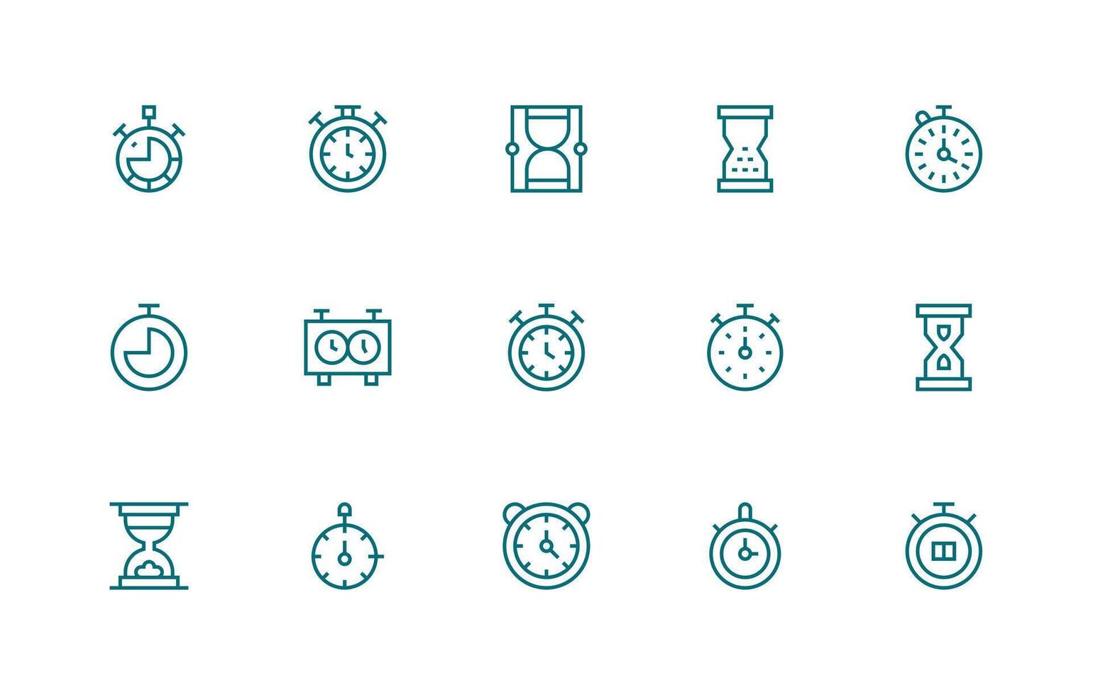 15 Icons for Elapsed Time in Regular Line Format Display Icon Pack vector