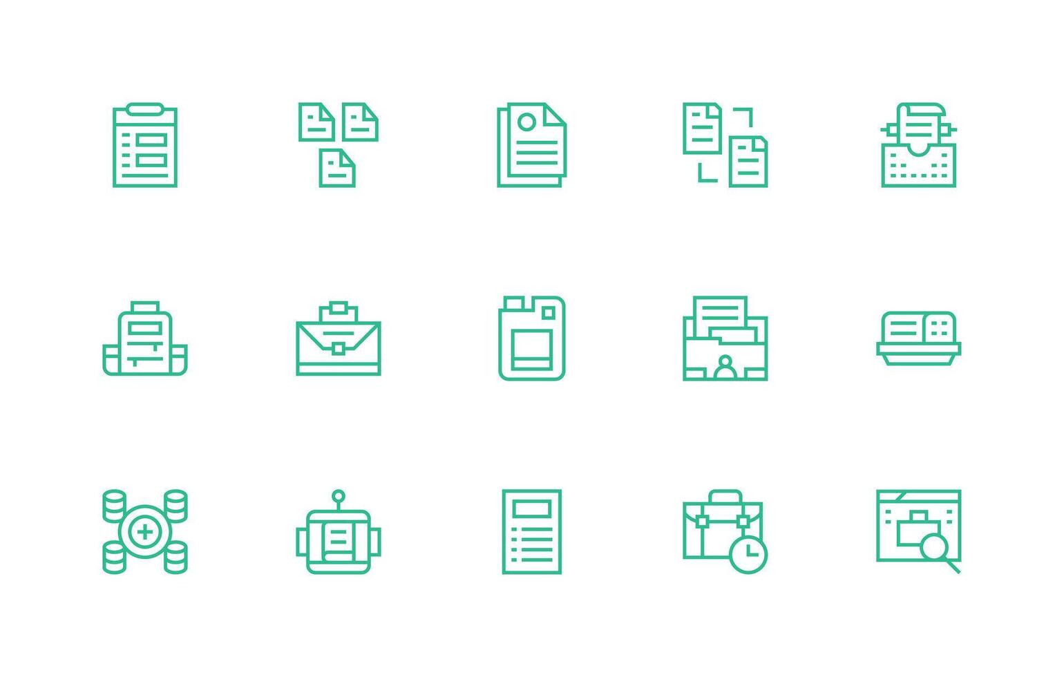 Regular Line Icons from Files Set with 15 Vectors Light Icon Series