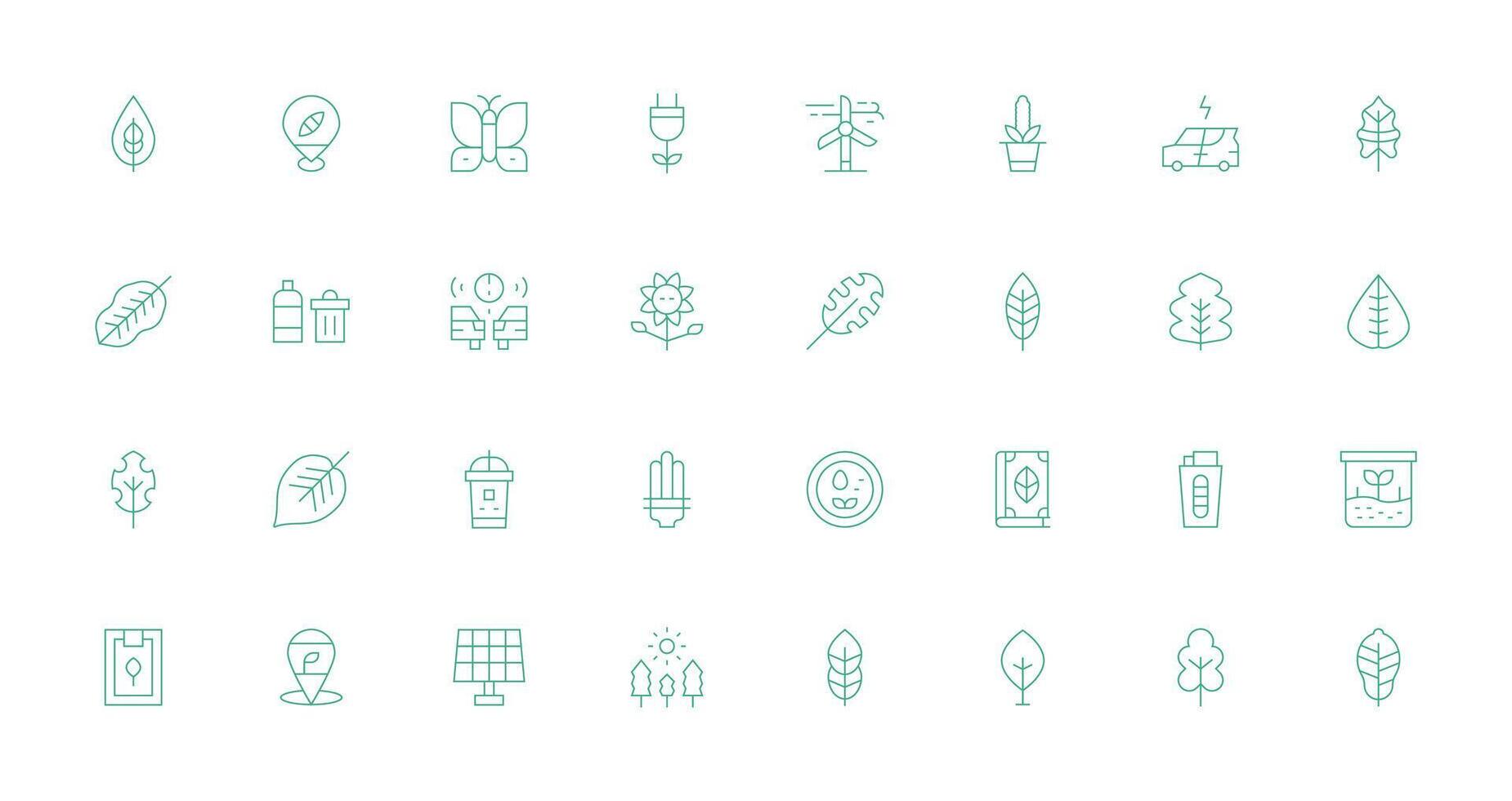 Eco Design Icons featuring 32 in Thin Line Style Web and App Icon Pack Collection vector