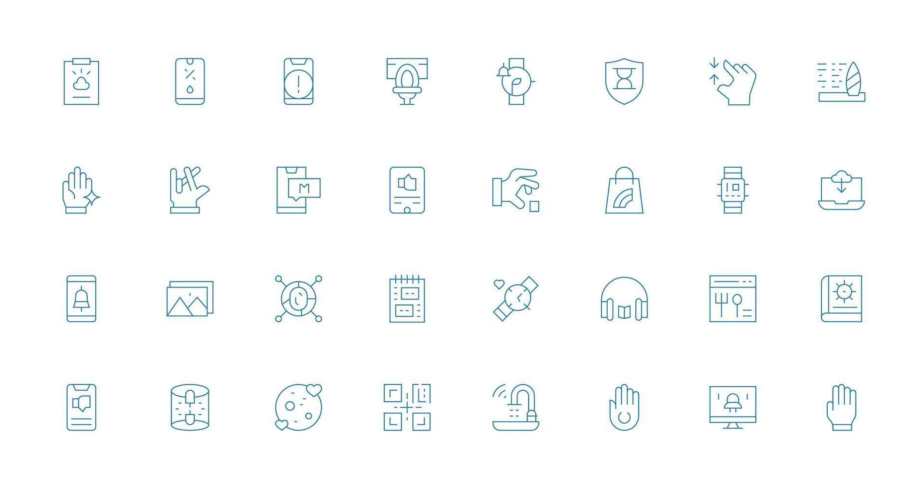 32 Thin Line Icons for App Graphics Line Icon Collection vector