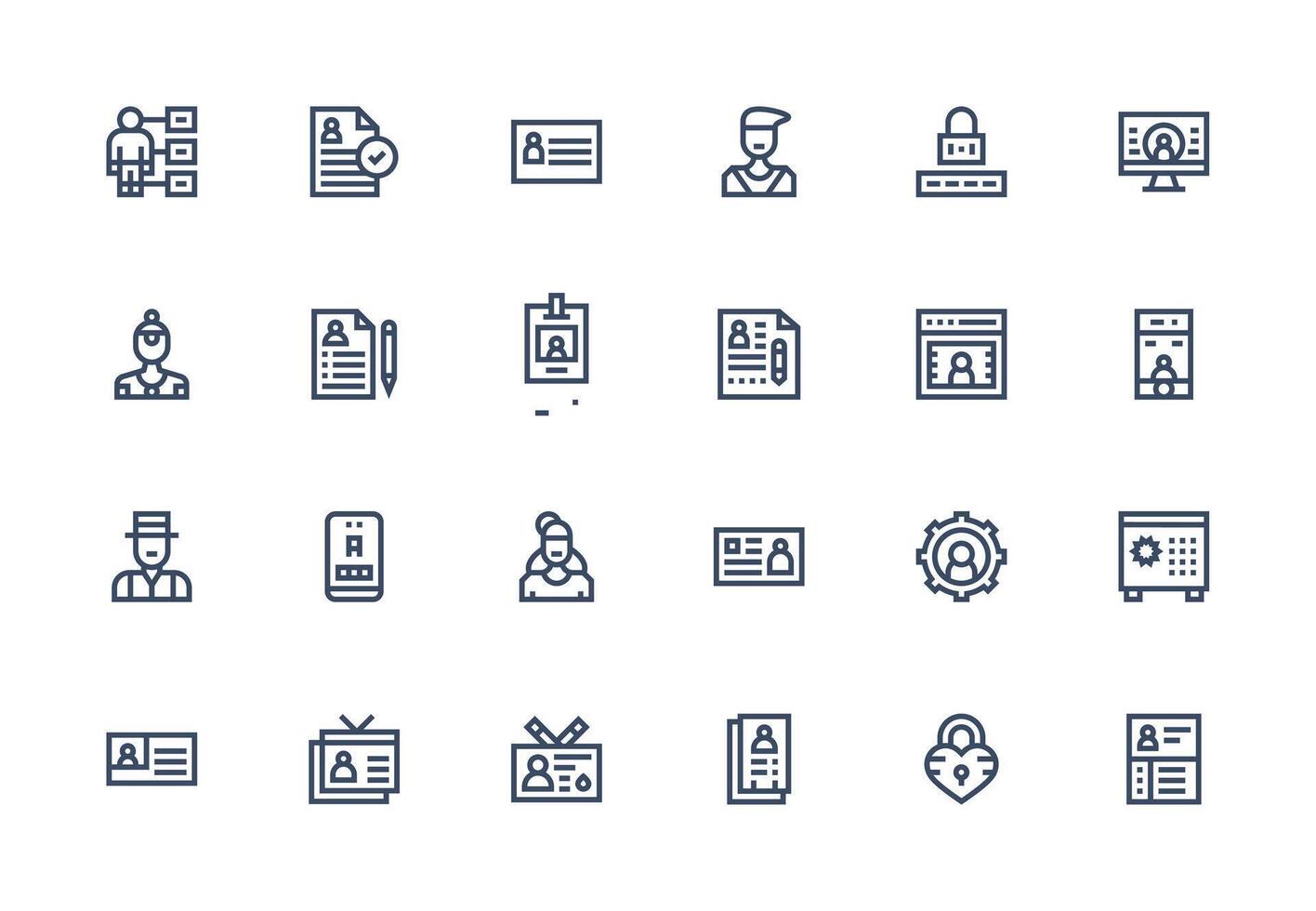 24 Icons for Personal Data in Thick Line Line Format Core Icon Collection for Daily Tasks vector