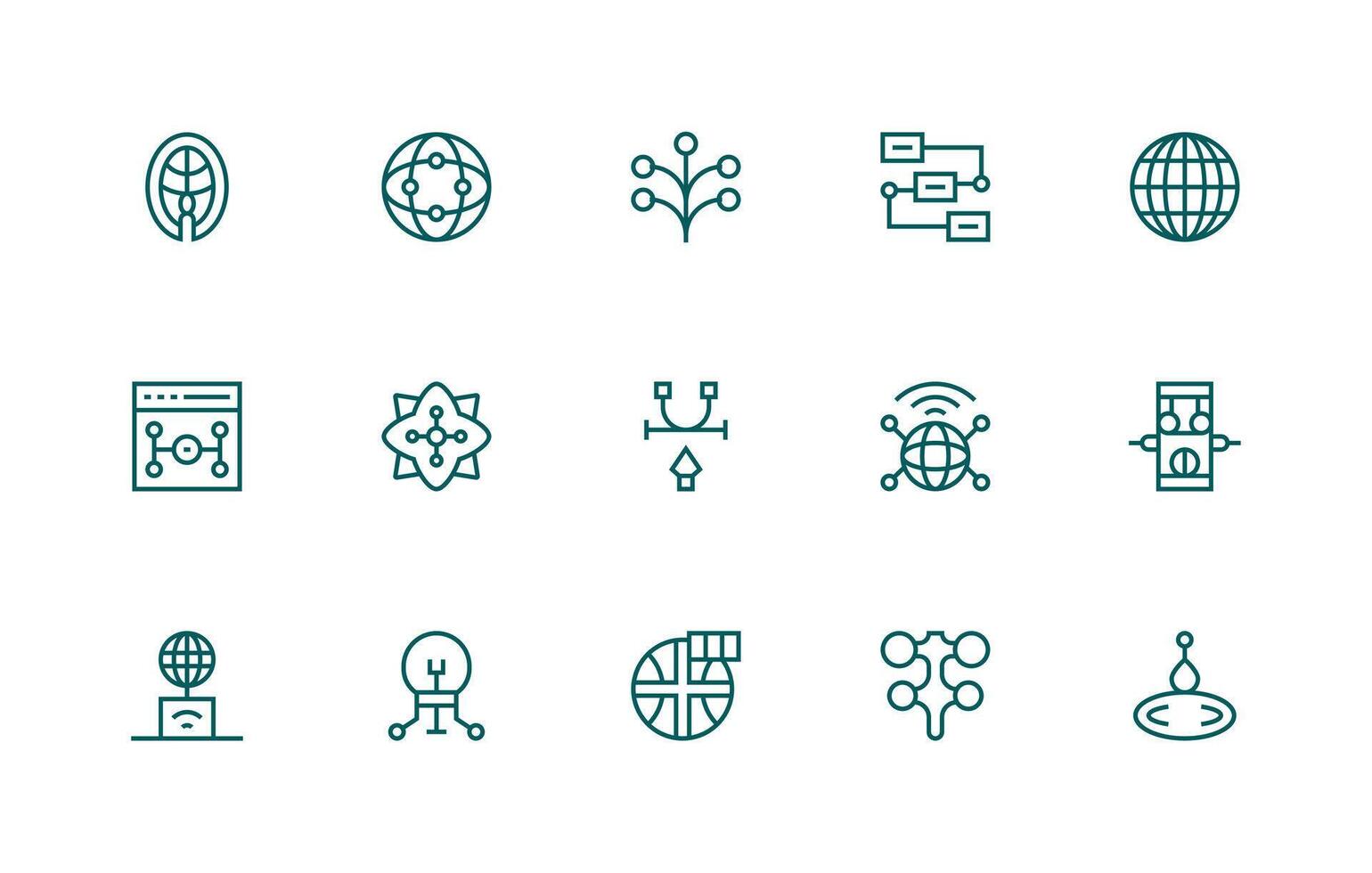 Connection Point Set with 15 Regular Line Icons Dashboard Icon Series vector