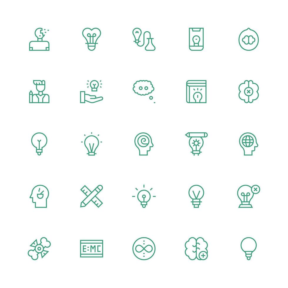 Concept including 25 Medium Stroke Outline Illustrations Clear and Concise Icon Set Collection vector