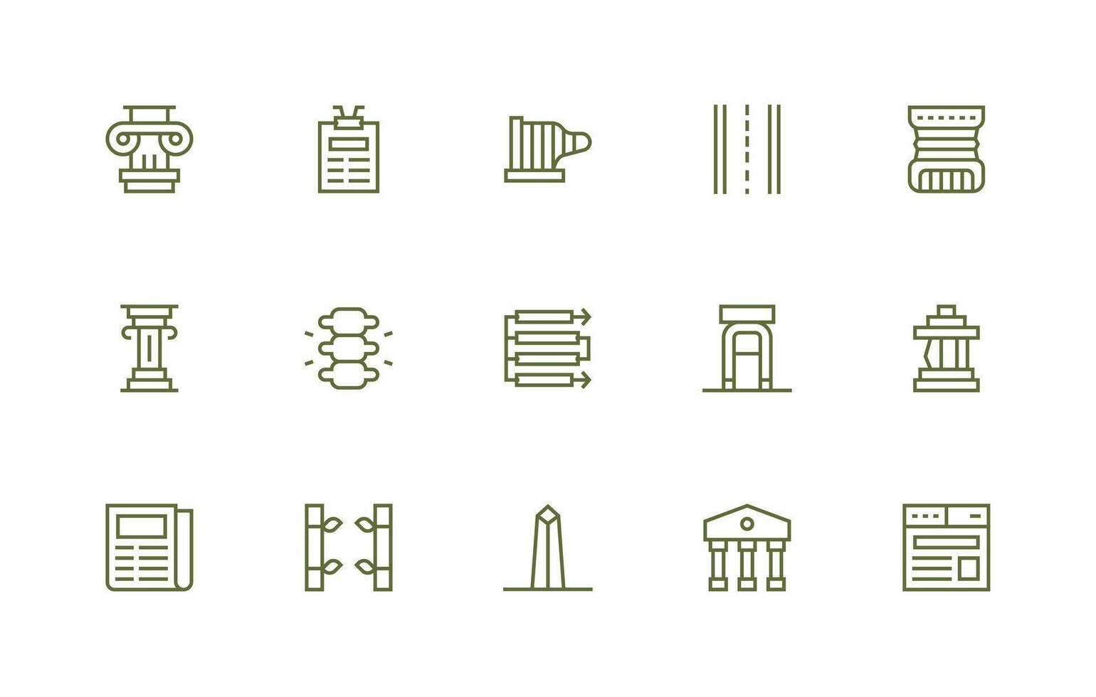 Regular Line Icons from Column Set with 15 Vectors App Icon Pack