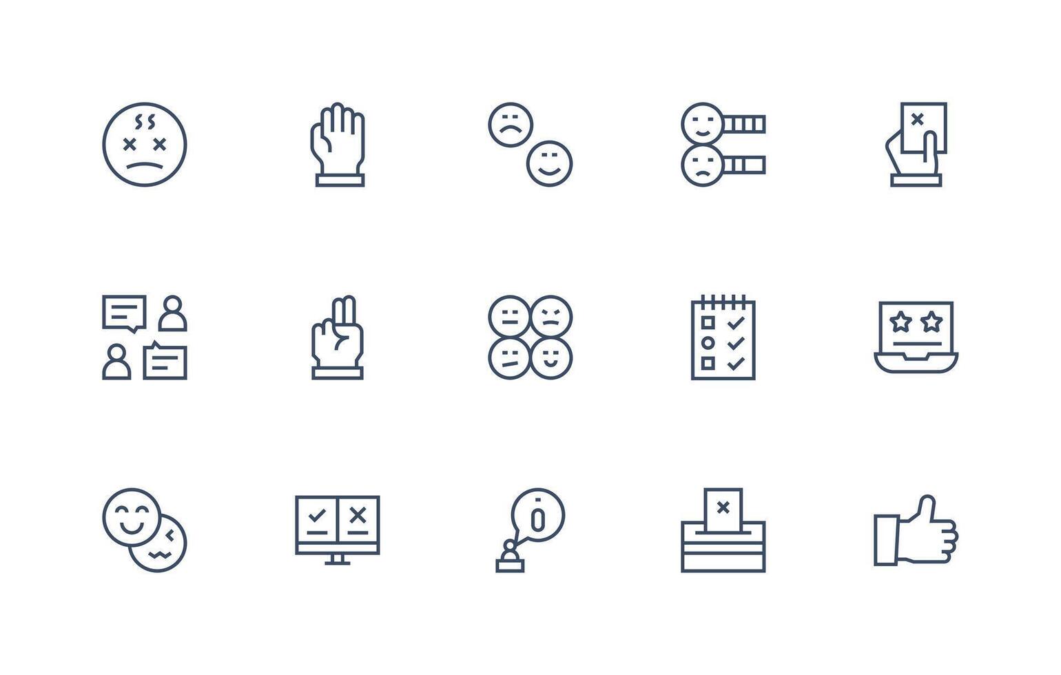 Poll Set with 15 Regular Line Icons Sharp Icons for Presentations vector