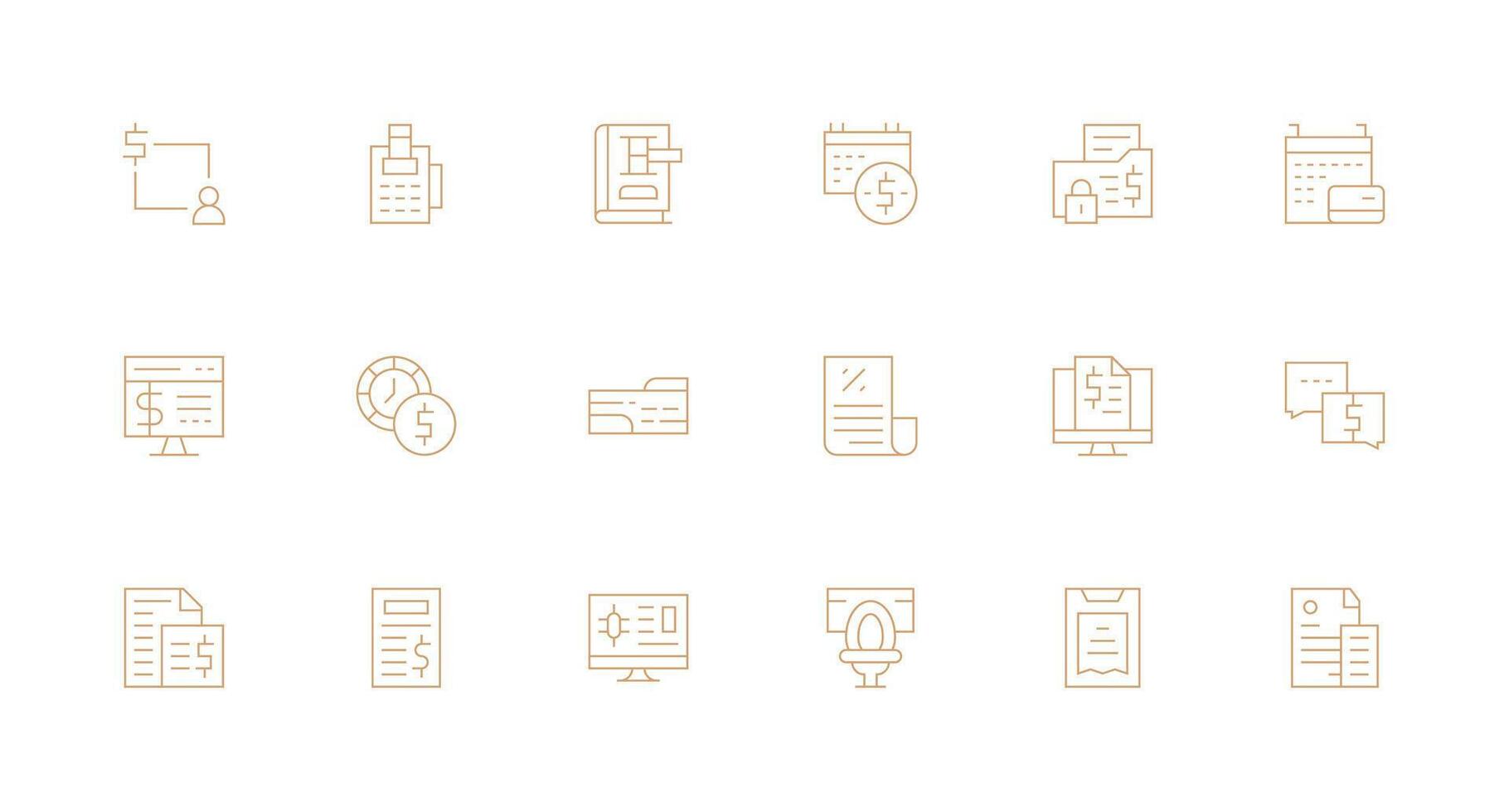 Billing Set with 18 Minimal Line Icons Fully Editable Icon Set for Web vector