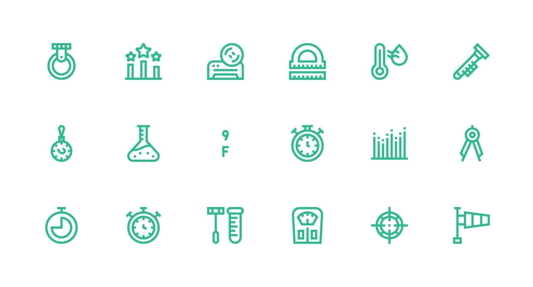 Measurement featuring 18 Icons in Strong Stroke Line Design Complete Icon Set for Mobile Apps vector