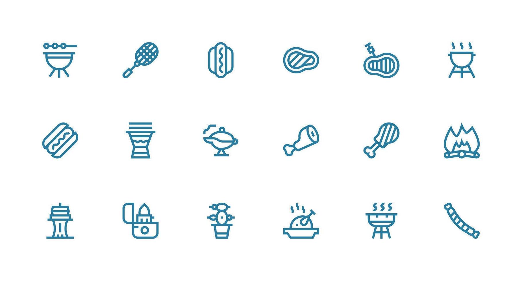 Strong Stroke Line Icons from Bbq Set with 18 Vectors Essential Icons for Rapid UI Building
