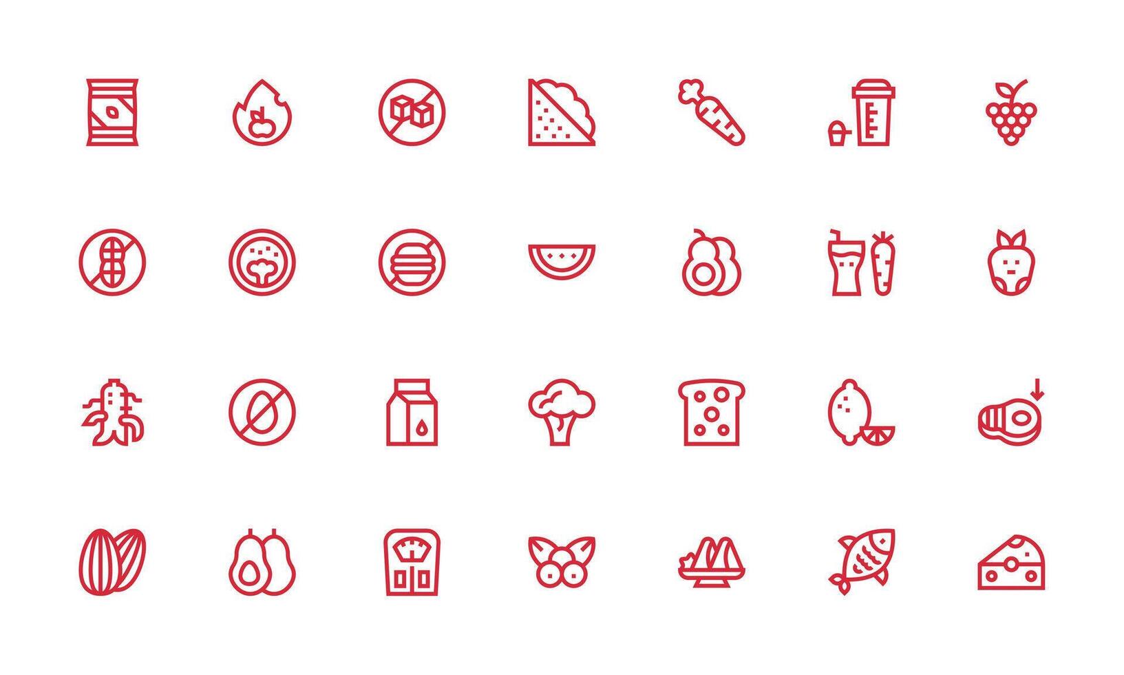 28 Bold Line Vectors for Diet Theme Interface Icon Collection for Daily Projects