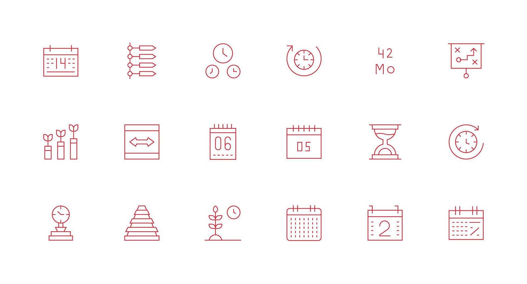 Timeline Icon Collection with 18 Minimal Line Designs Clear and Concise Icon Set Collection vector