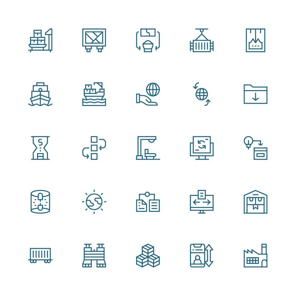 Import Set with 25 Medium Stroke Outline Icons Neatly Designed Icons for Web Platforms vector