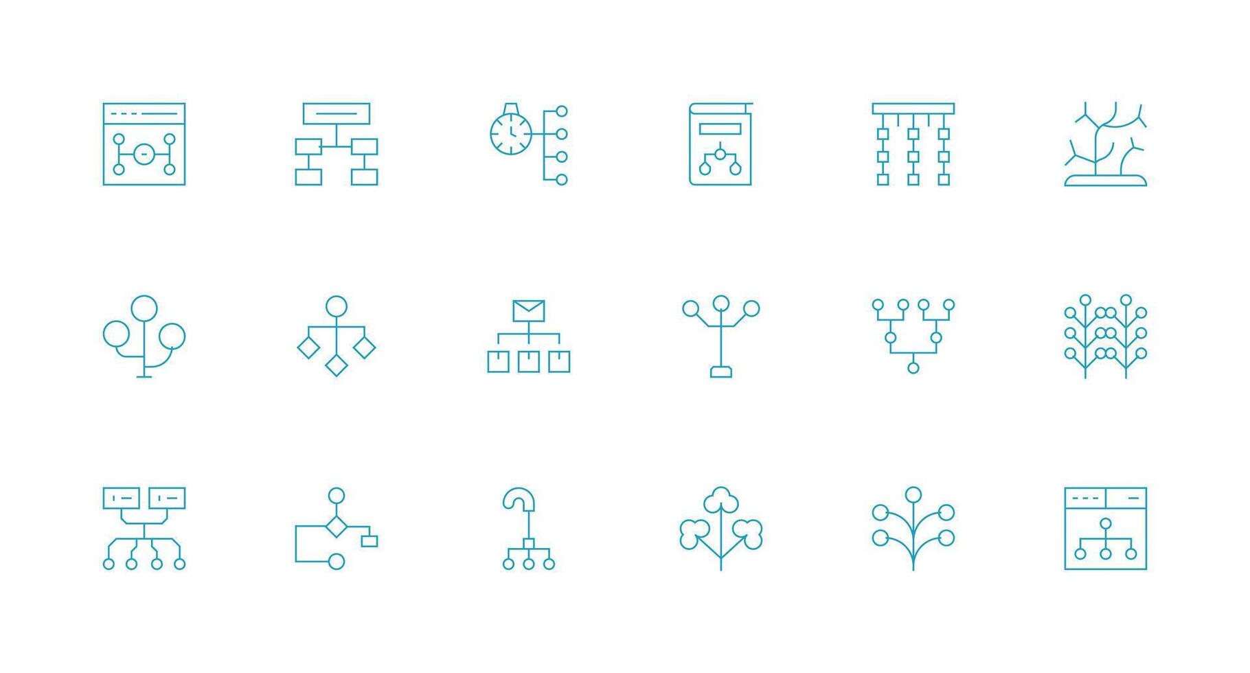 18 Minimal Line Style Icons from Branching Collection Icon Set for Apps vector