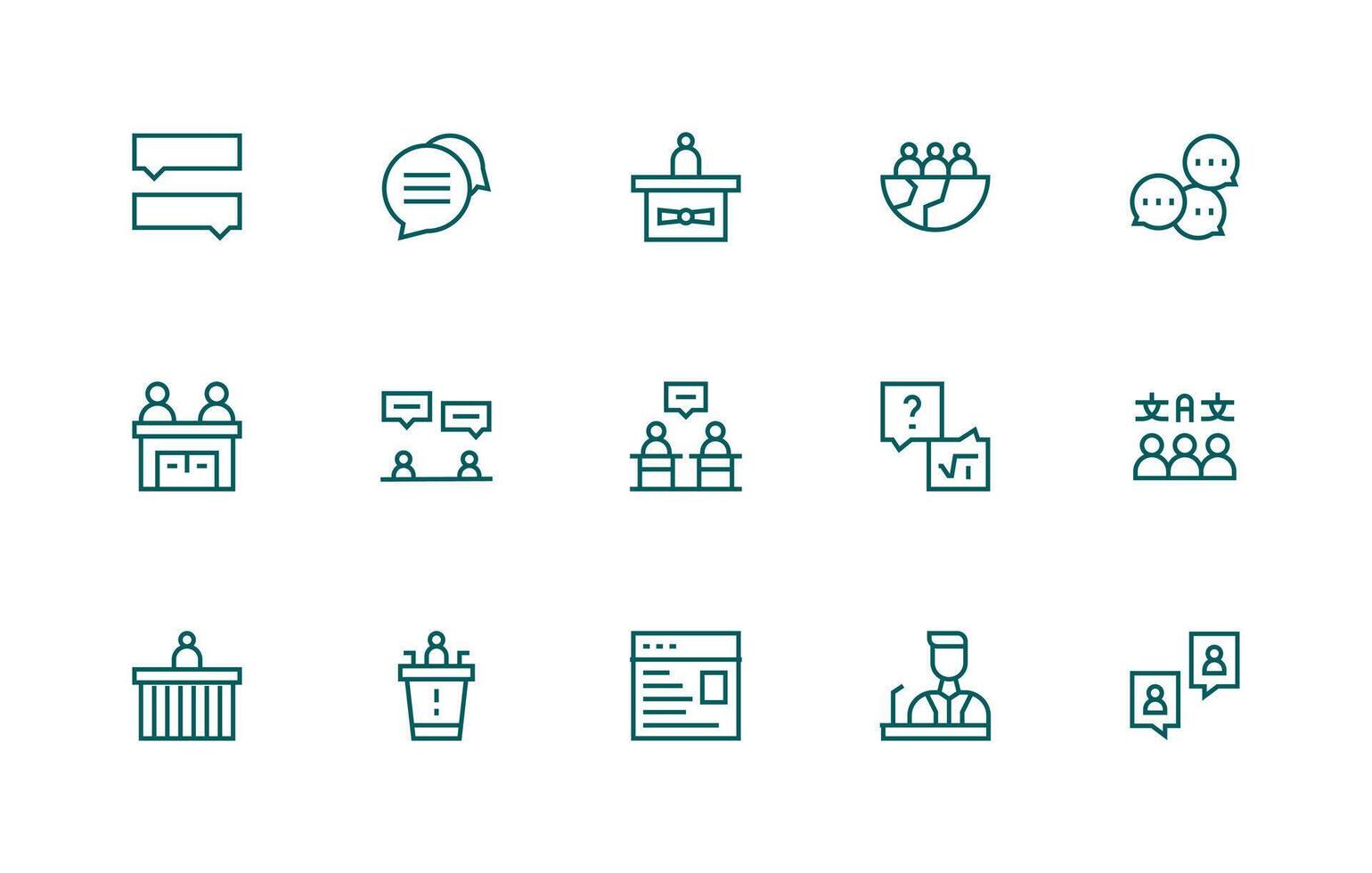 15 Icons for Forum in Regular Line Format Icon Set for Apps vector