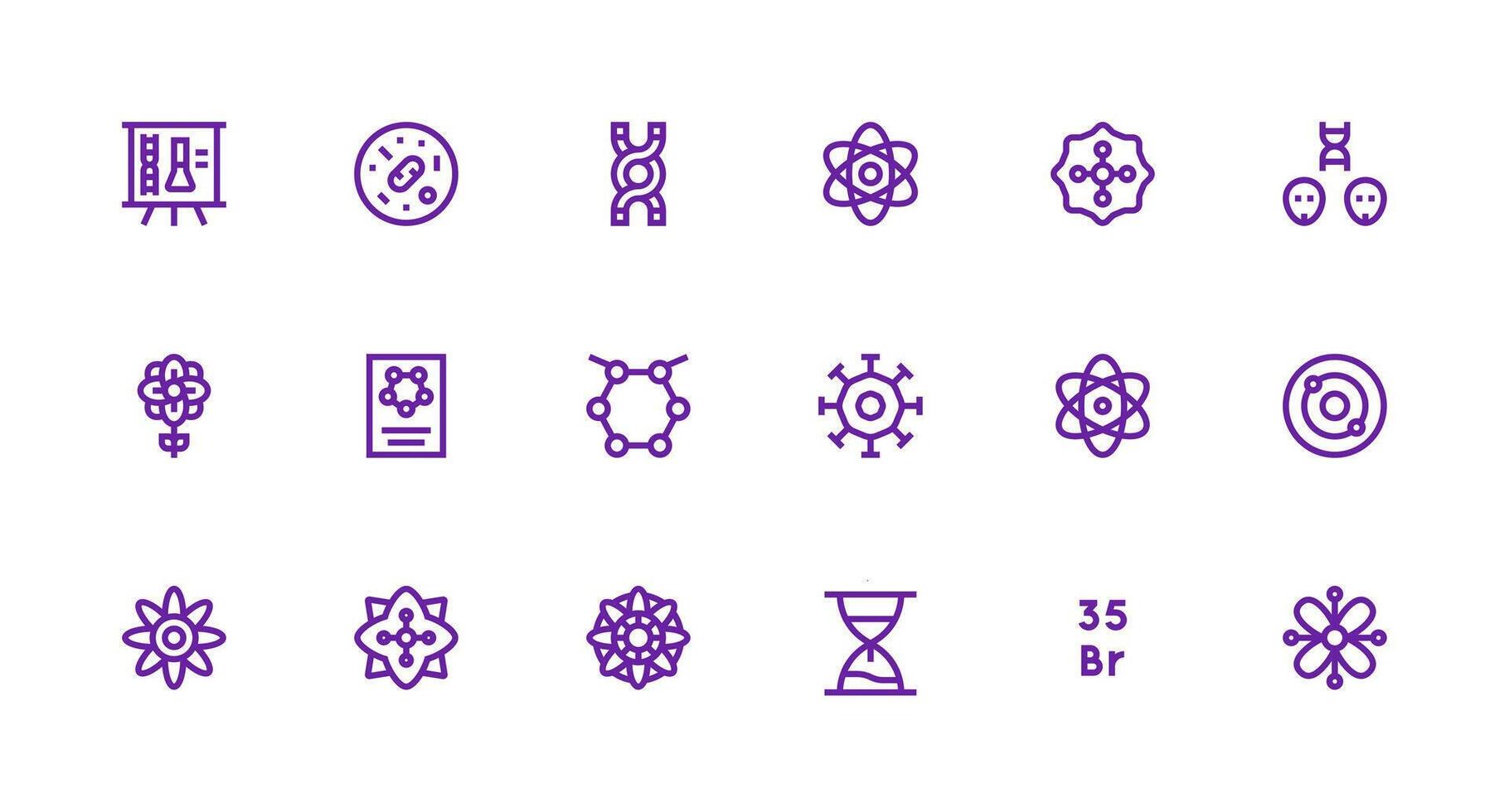 Strong Stroke Line Icons from Molecule Set with 18 Vectors Creative Icon Set