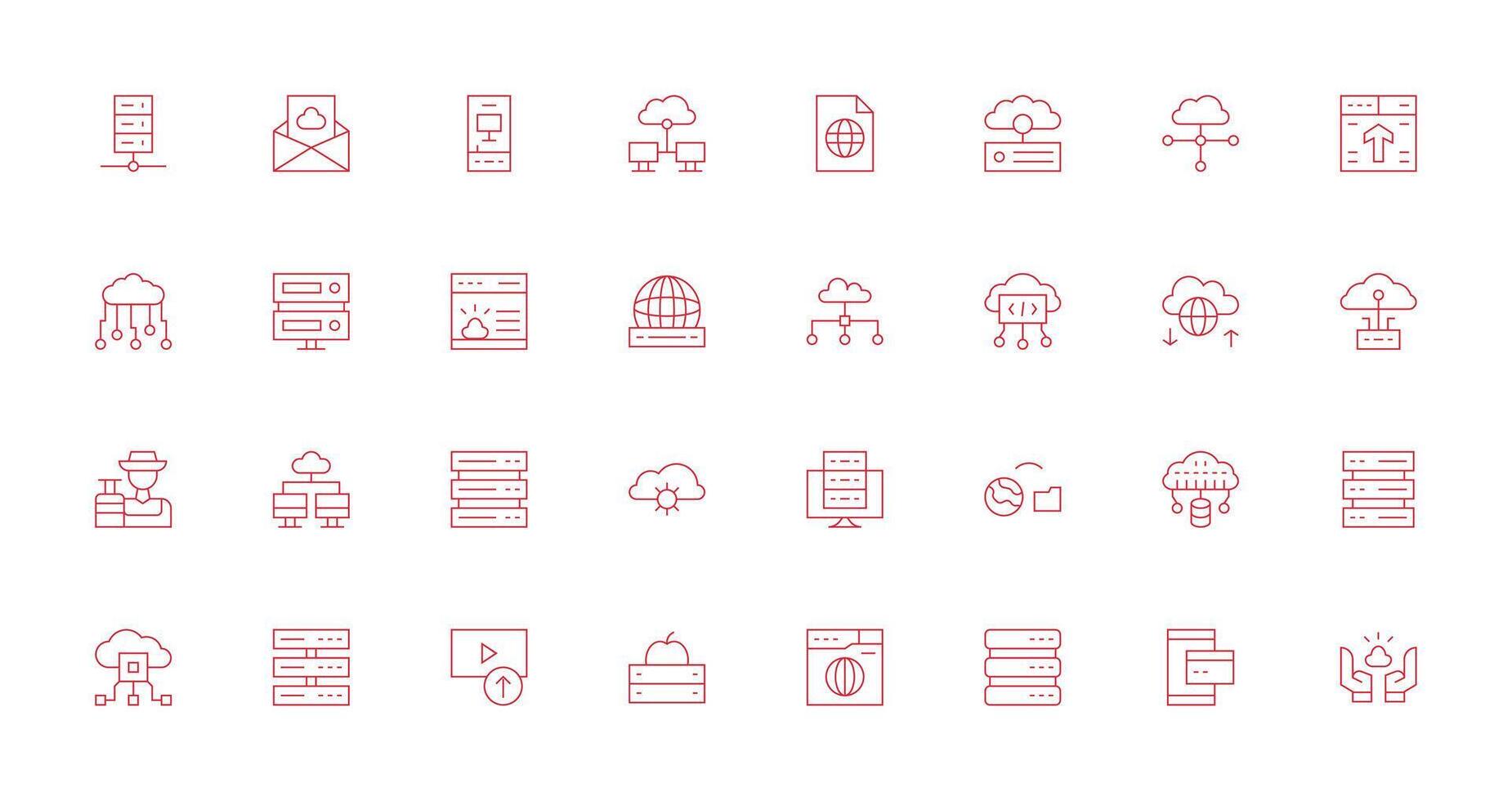 Thin Line Icons from Hosting Set with 32 Vectors Modern Line and Glyph Icon Series