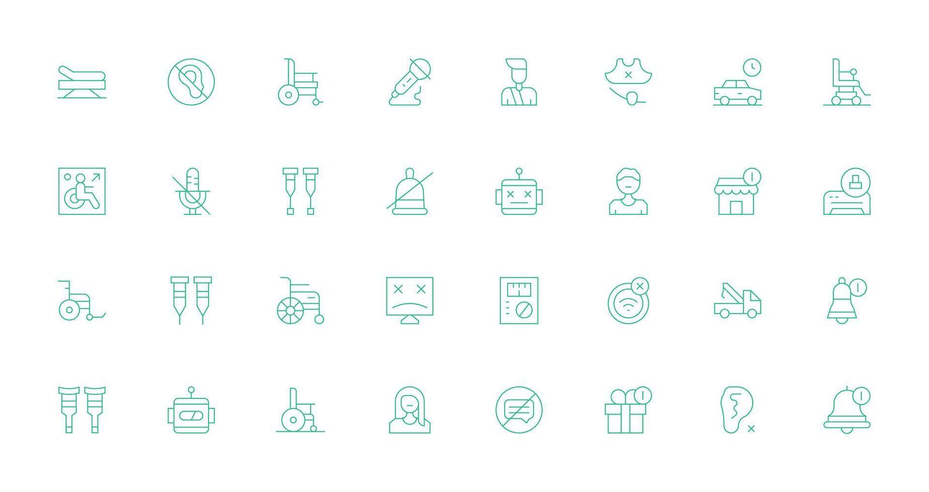Disabled Icon Collection with 32 Thin Line Designs Balanced Icon Set for Functional Design vector