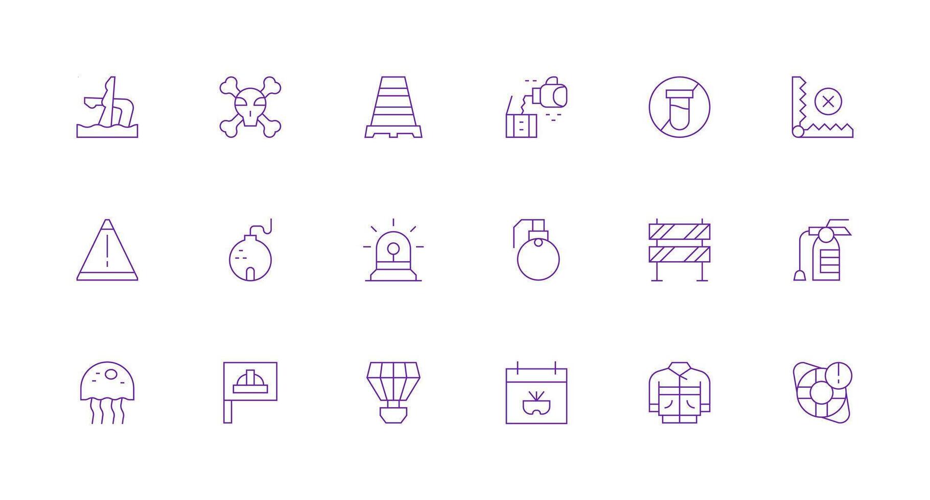 18 Minimal Line Style Icons from Hazard Collection Web Icon Collection vector