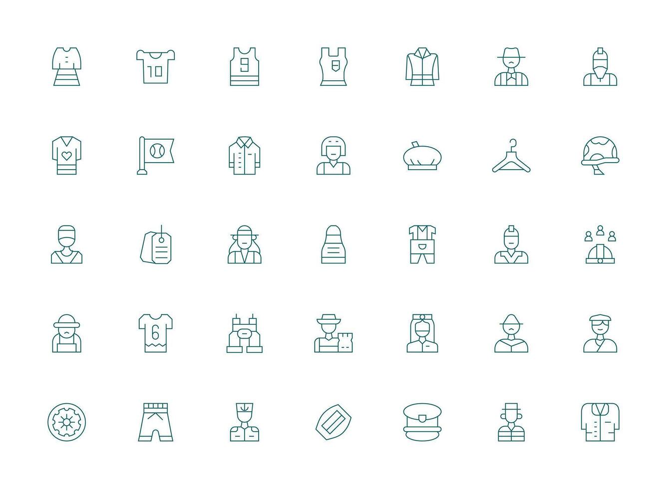 Uniform featuring 35 Icons in Light Line Design Core Icon Collection for Daily Tasks vector