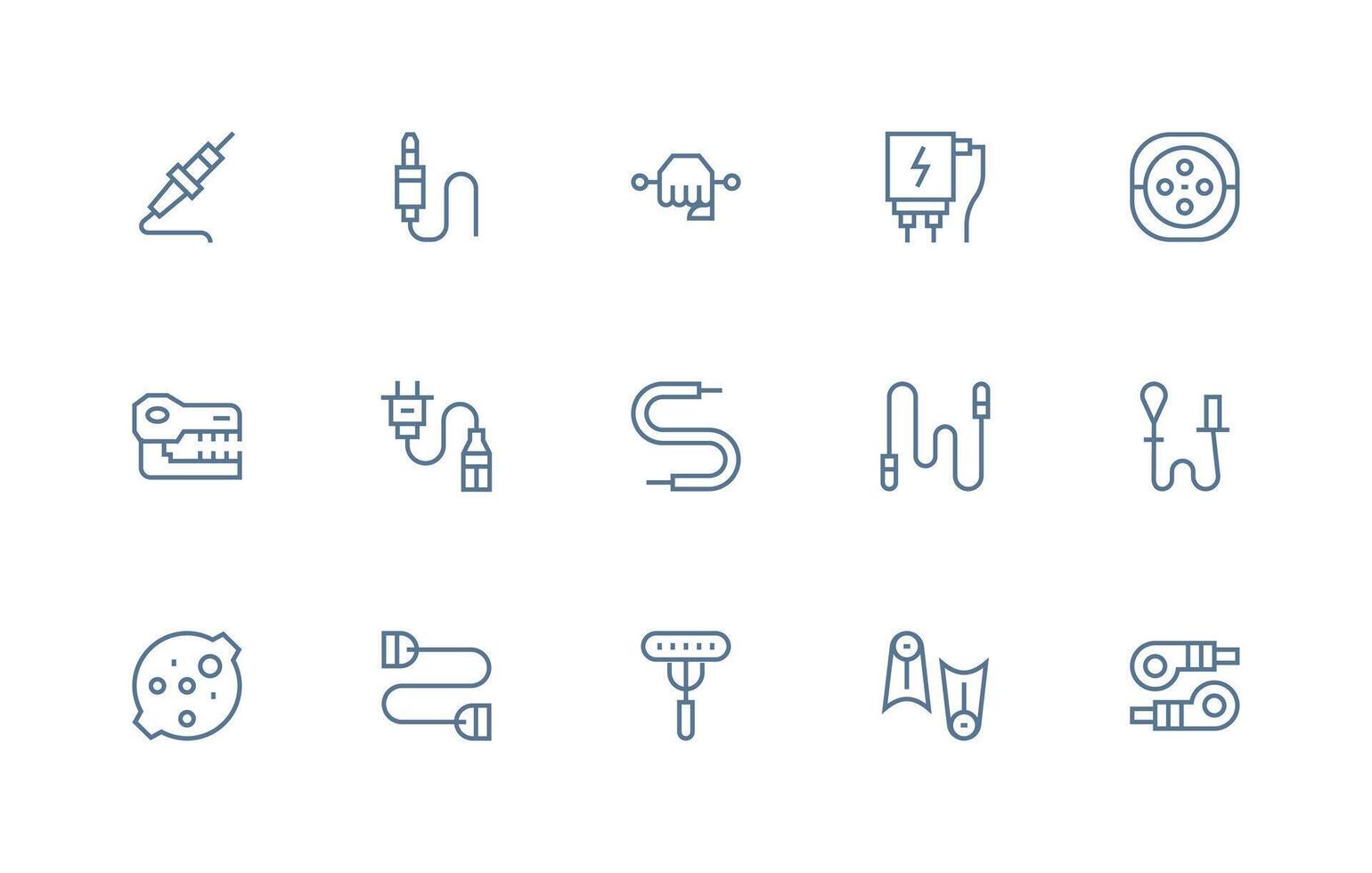Regular Line Style Connector Icons with 15 Vectors Design Ready Icon Set for Teams