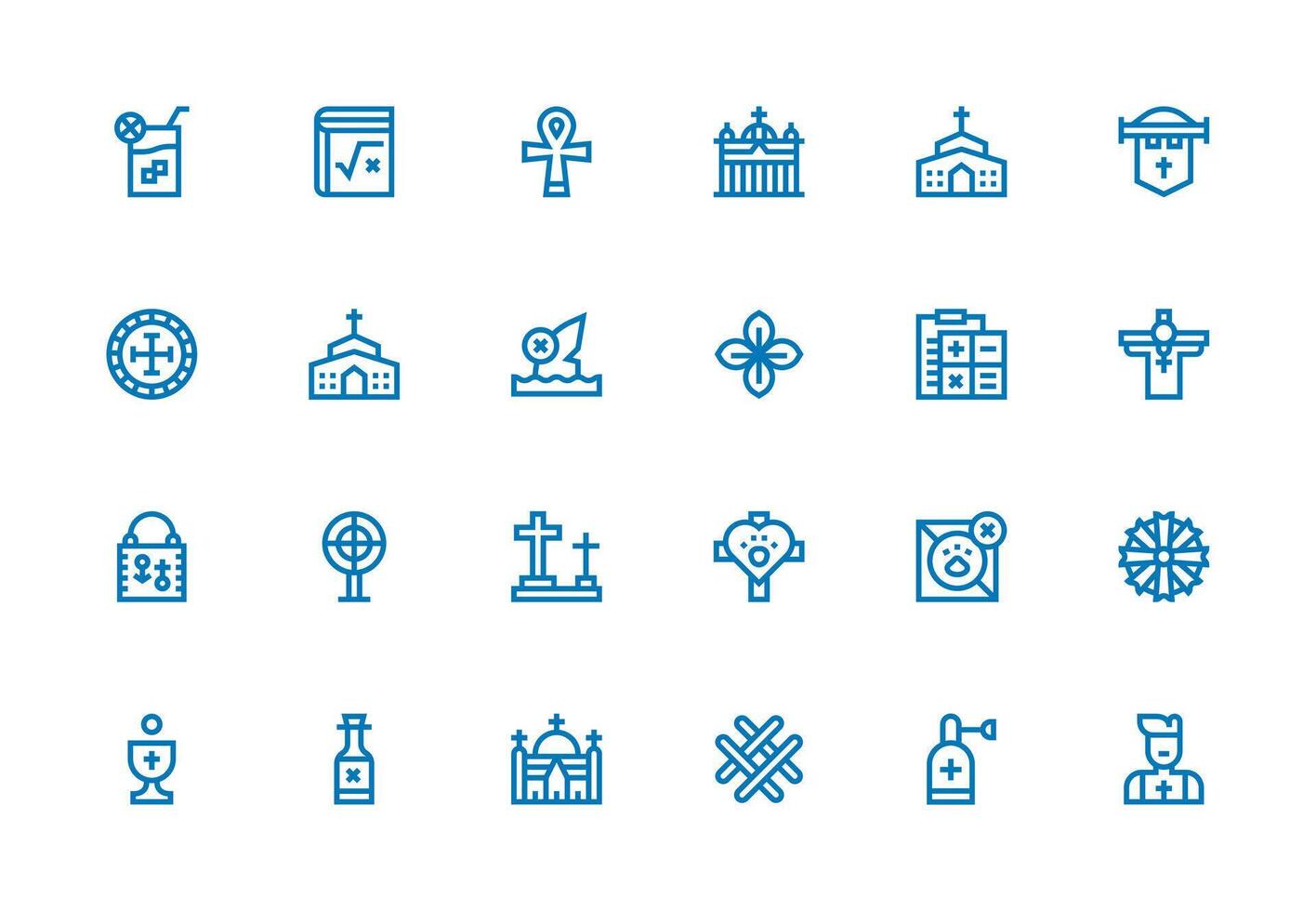 24 Icons for Cross in Thick Line Line Format Clean Set for Layout Prototypes vector