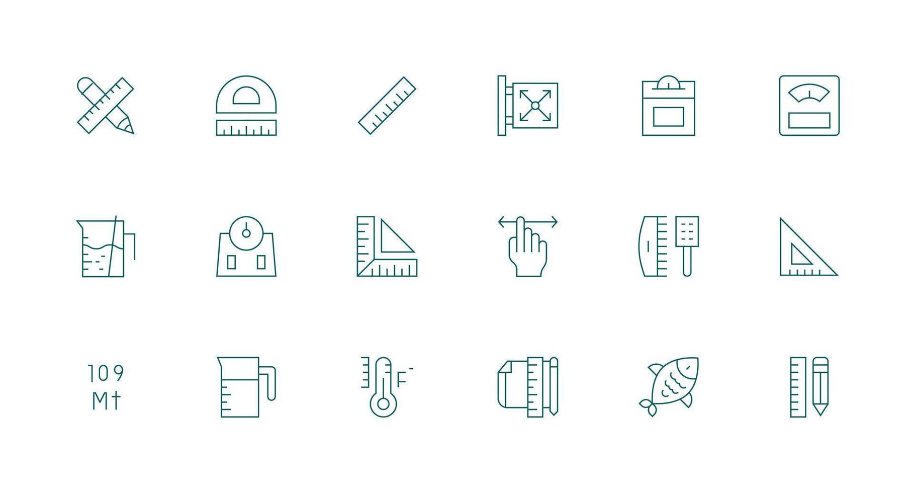 18 Icons for Scale in Minimal Line Format Complete Icon Bundle for Web Design vector