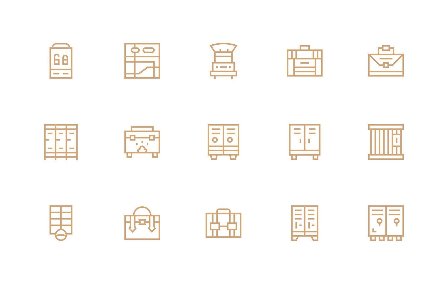 15 Locker Icons in Regular Line Aesthetic Icons Built for Visual Consistency Pack vector