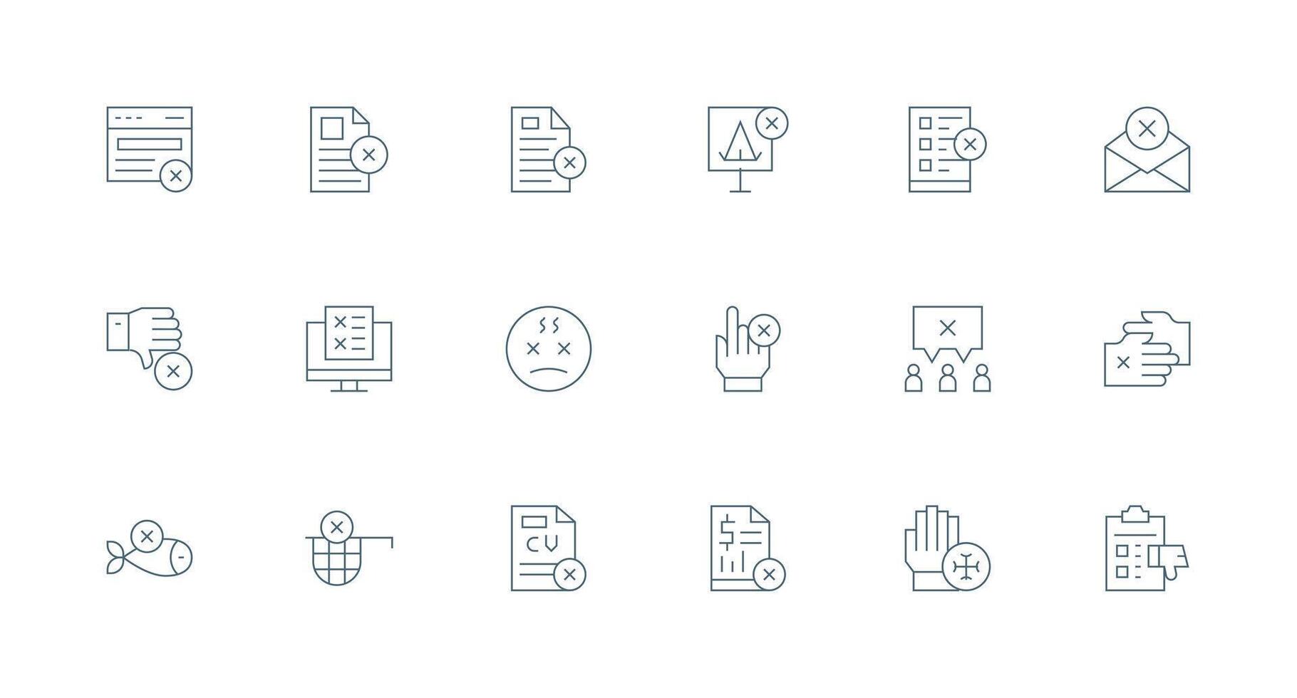 Not Accepted featuring 18 Icons in Minimal Line Design Responsive Icon Set for Flexible Layouts vector