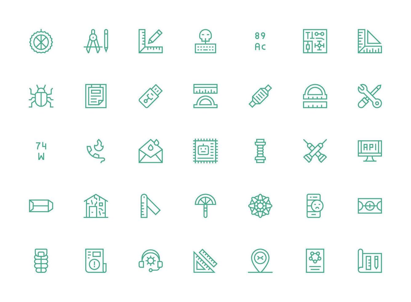 Regular Clean Line Icons from Technical Set with 35 Vectors Reusable Icon Set