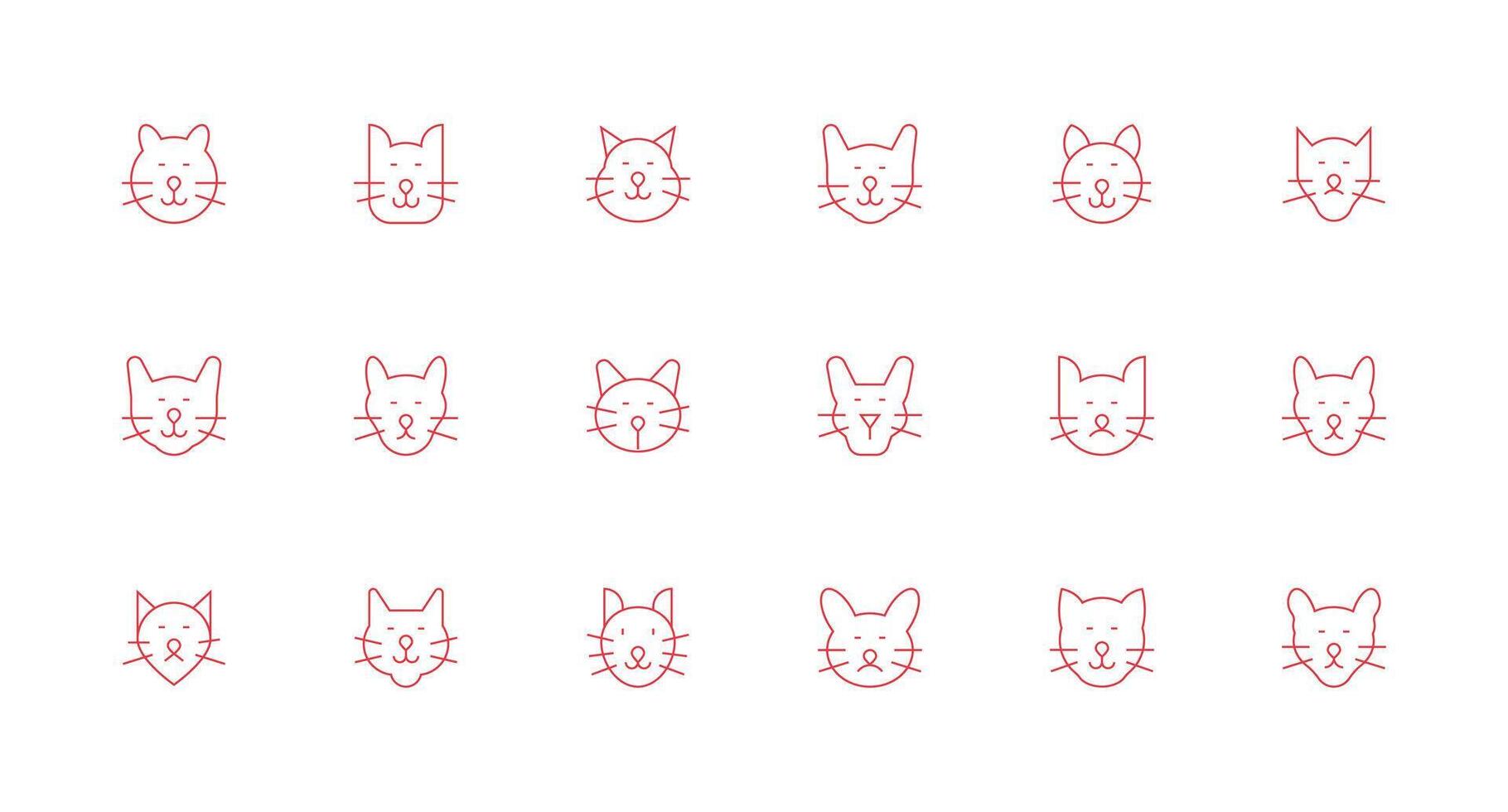 18 Minimal Line Vectors for Feline Theme Complete Icon Set for Mobile Apps