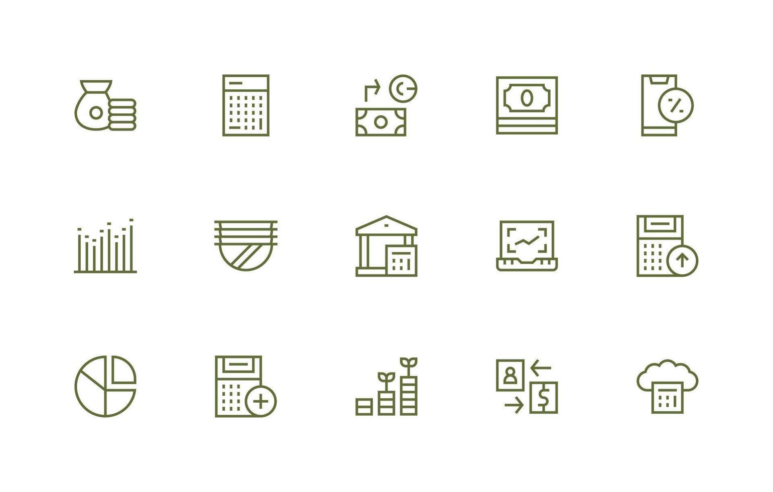 Finance Icon Collection with 15 Regular Line Designs Interface Icon Collection for Daily Projects vector