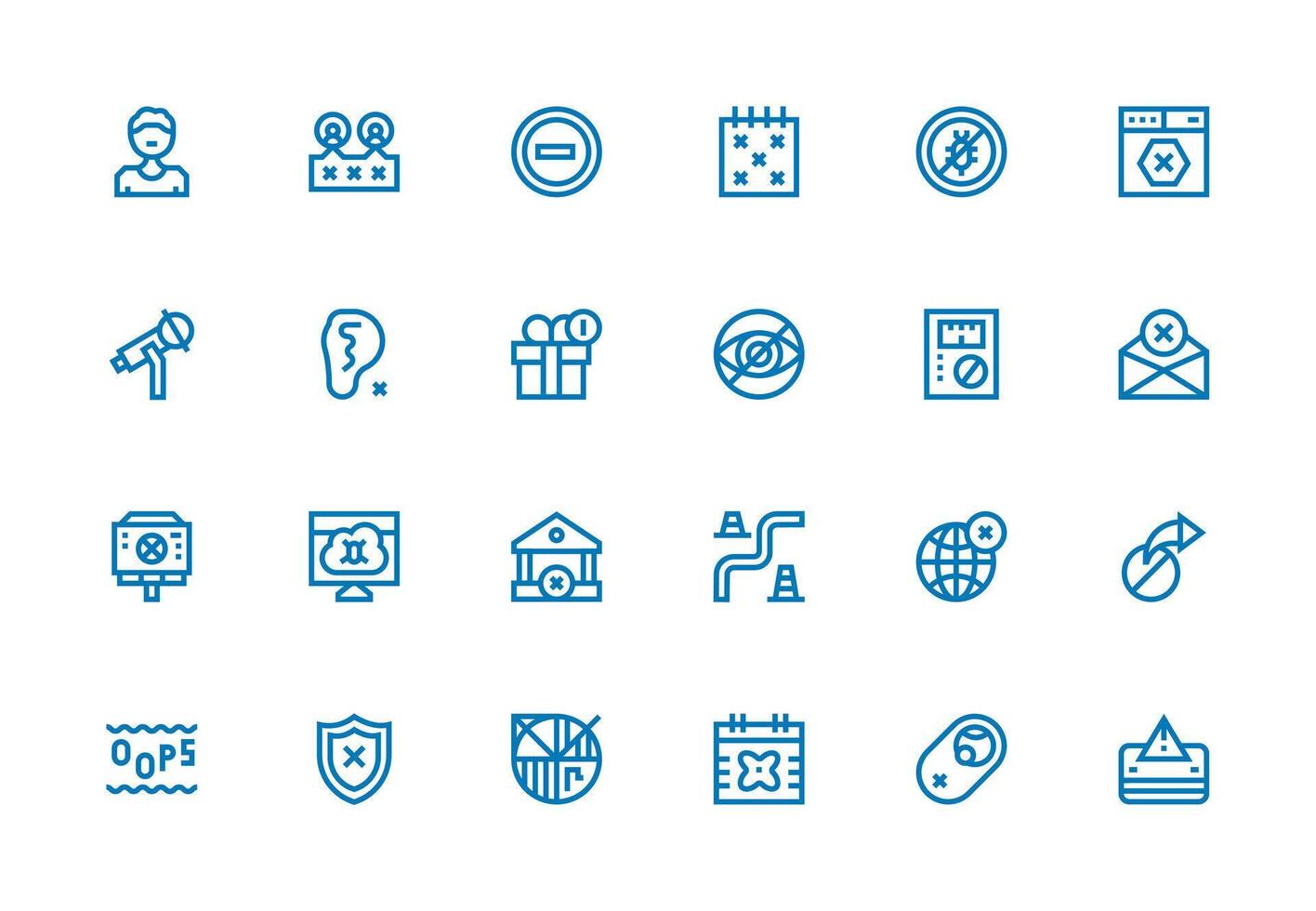 24 Icons for Blocked in Thick Line Line Format User Interface Icons for Digital Products vector