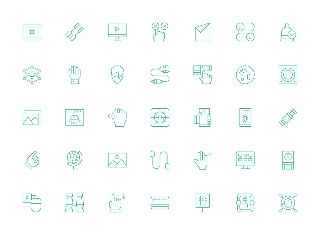 35 Icons for Interface in Light Line Format Web Icon Collection vector