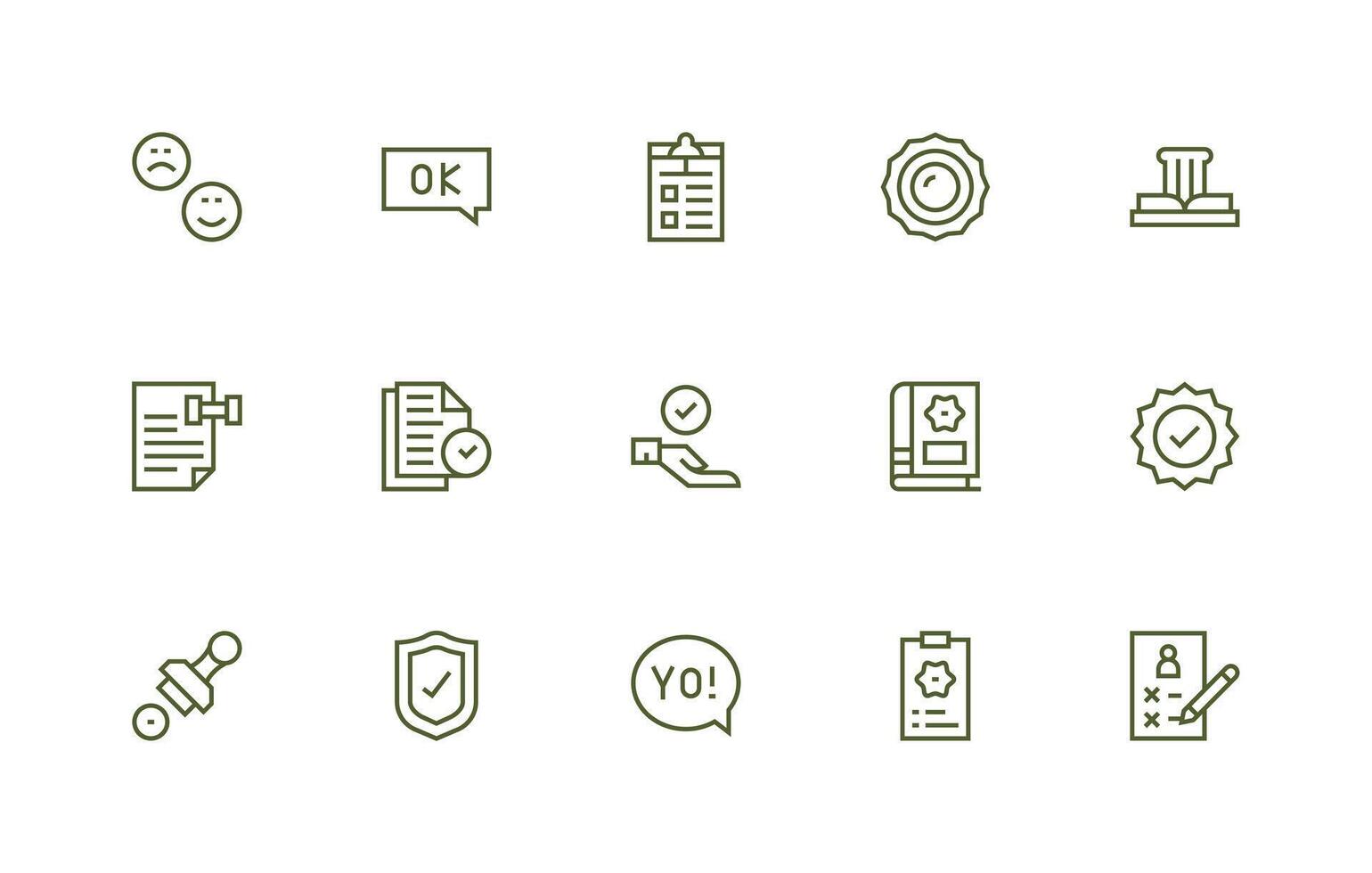 Approval Icon Collection with 15 Regular Line Designs Scalable Icons for All Themes vector