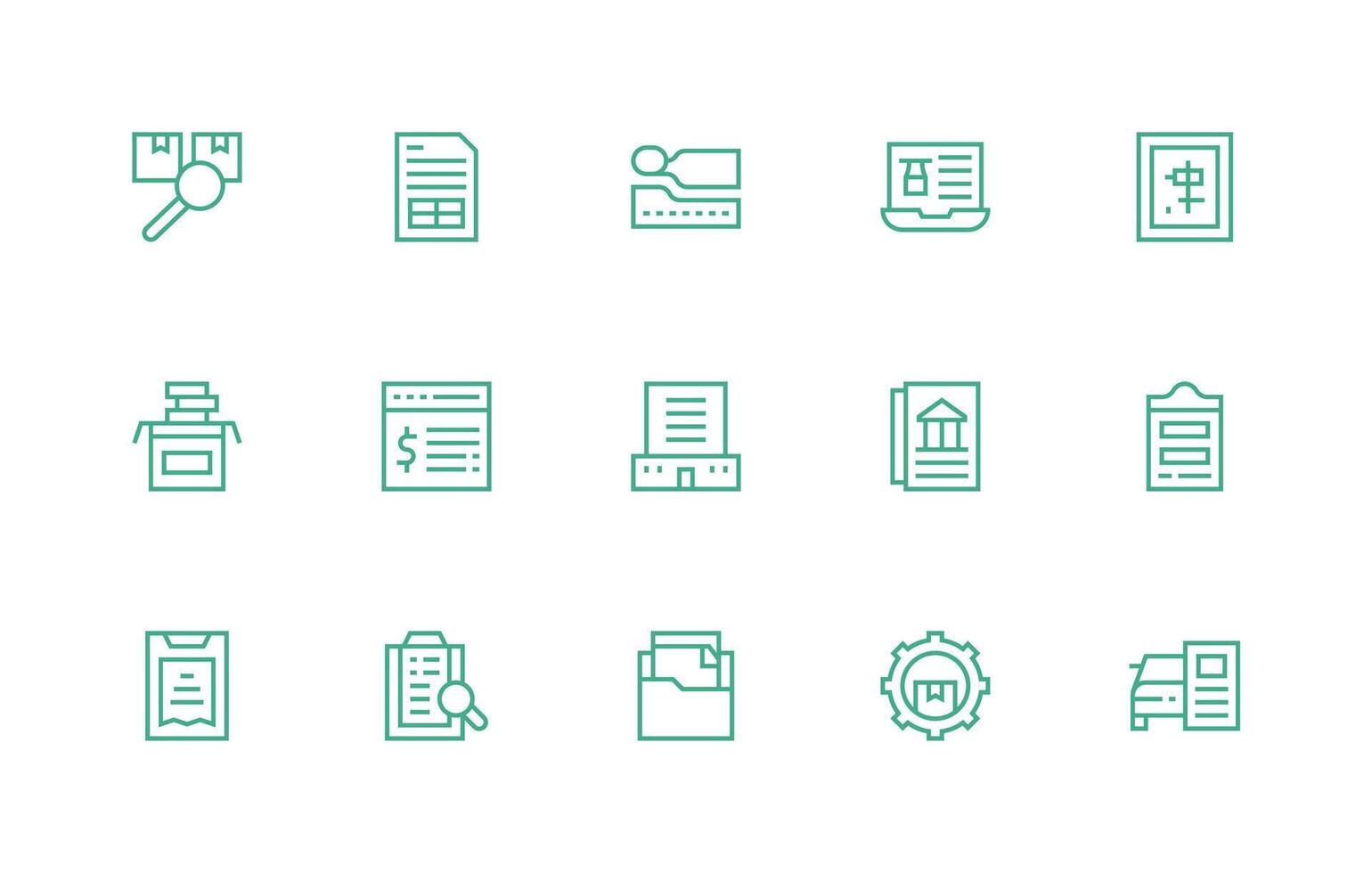 15 Regular Line Icons for Records Graphics Style Icon Set vector