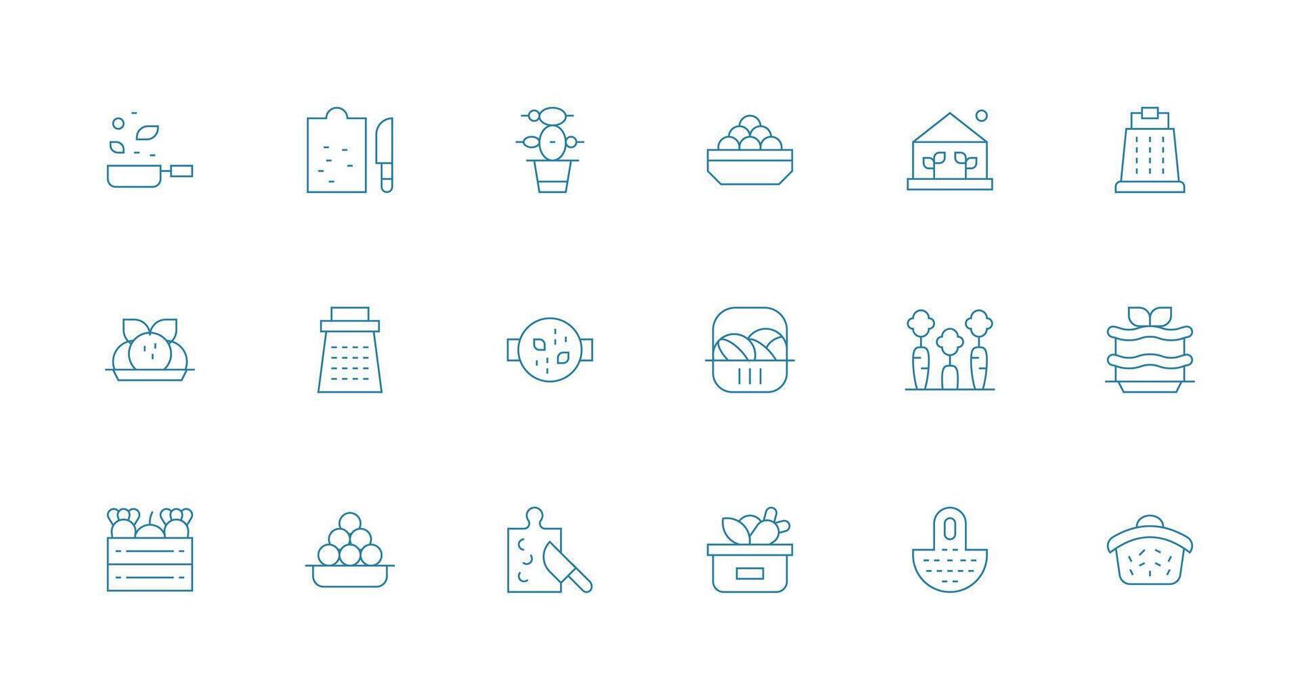 Vegetables Icon Set with 18 Minimal Line Graphics Balanced Icon Set for Functional Design vector